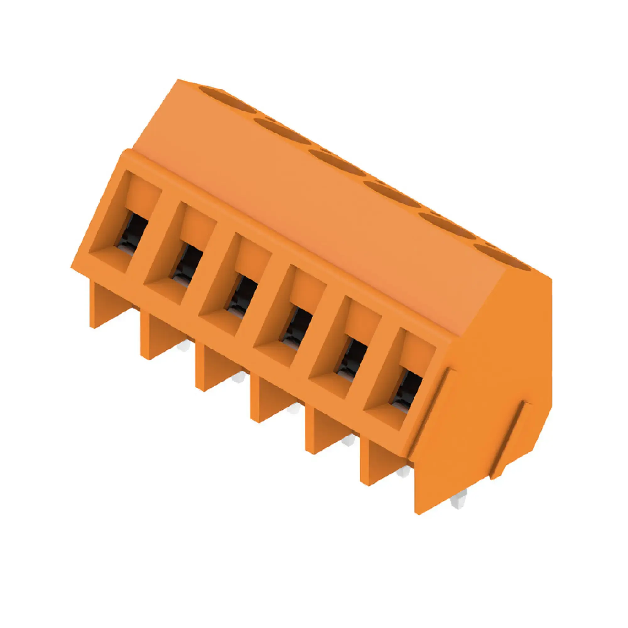 Weidmüller 1845410000 PCB terminal, 320 V, 17.5 A, Pitch in mm: 5.00, 2.5 mm², Number of poles: 6, Clamping yoke connection, THT solder connection, 135°, Box (img_001)
