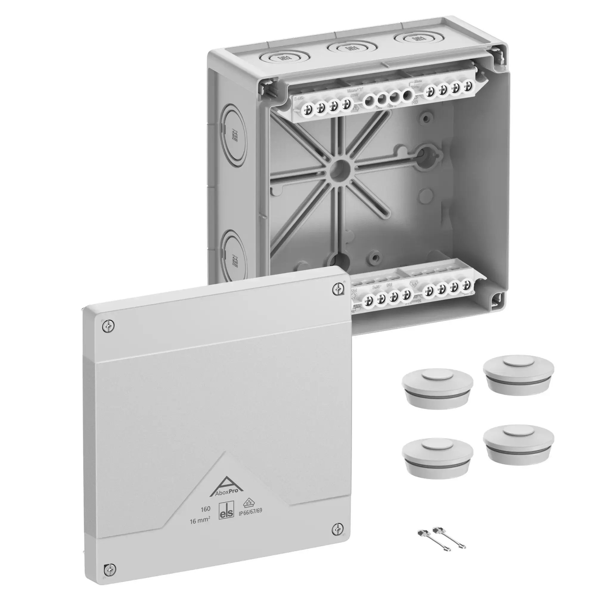 Spelsberg 41642001 Junction box, Type of protection IP66/IP67/IP69, max. 16², IK09, Protection class II, Ui 690V AC, Ui 690V DC, DLG, DNV, VDE, Halogen free (img_001)