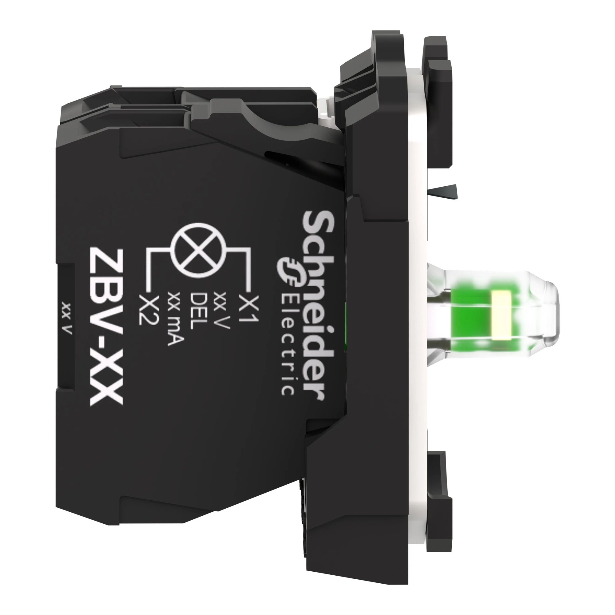 Schneider Electric ZB5AW0G11 Auxiliary contact block, Harmony XB5, plastic, white, universal LED, with mounting flange, 1S, 110-120V AC (img_005) Schneider Electric ZB5AW0G11 Auxiliary contact block, Harmony XB5, plastic, white, universal LED, with mounting flange, 1S, 110-120V AC (img_005)