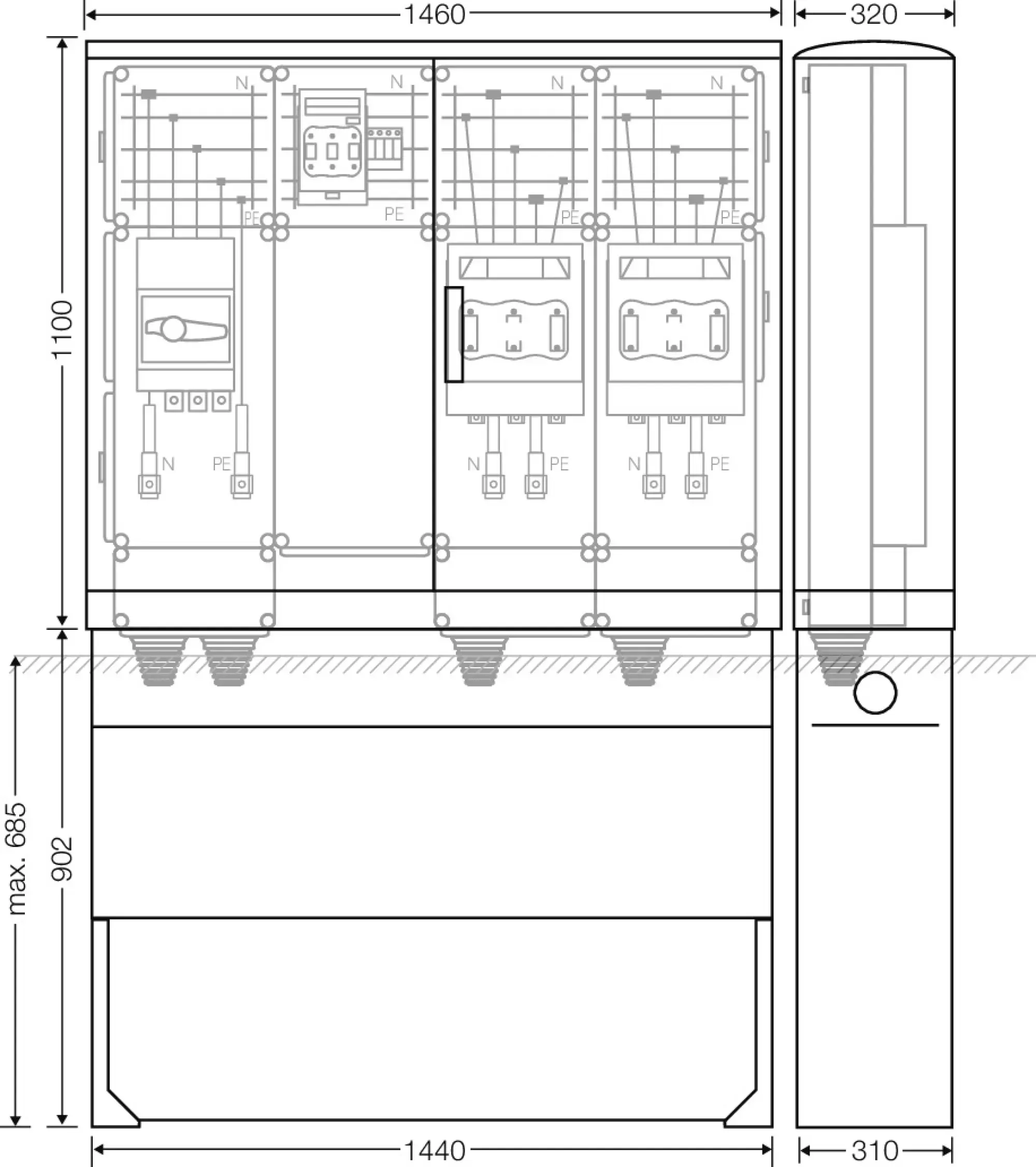 Hensel 65000248 Ladeverteiler für bis zu 2 Ladepunkte à 200 kW Mi EV 200kW 2011 (img_002)