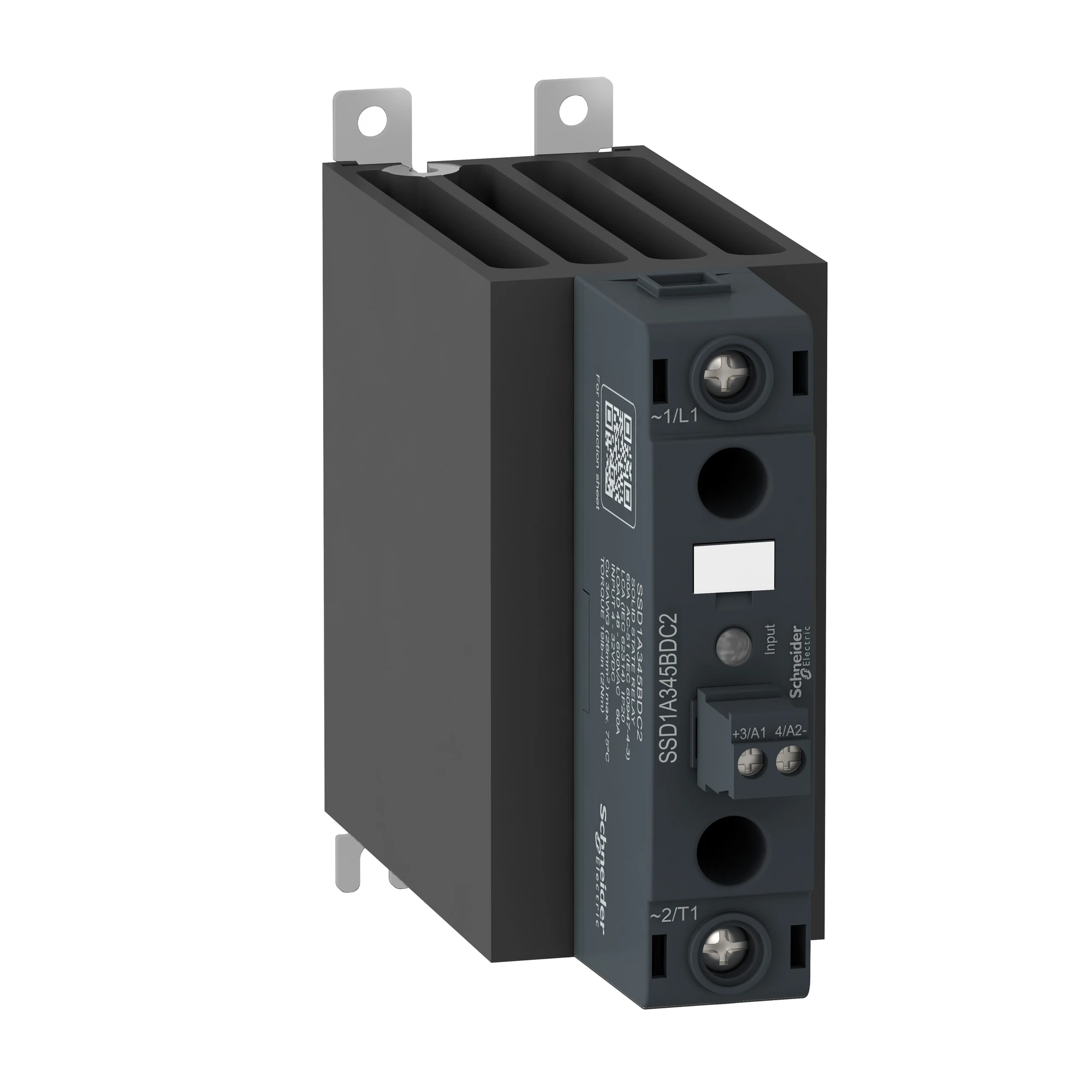 Schneider Electric SSD1A345BDC2 Semiconductor relay, DIN rail, E:4-32VDC, A:48-600VAC, 45A, 1ph, zero voltage switching, SK (img_001)