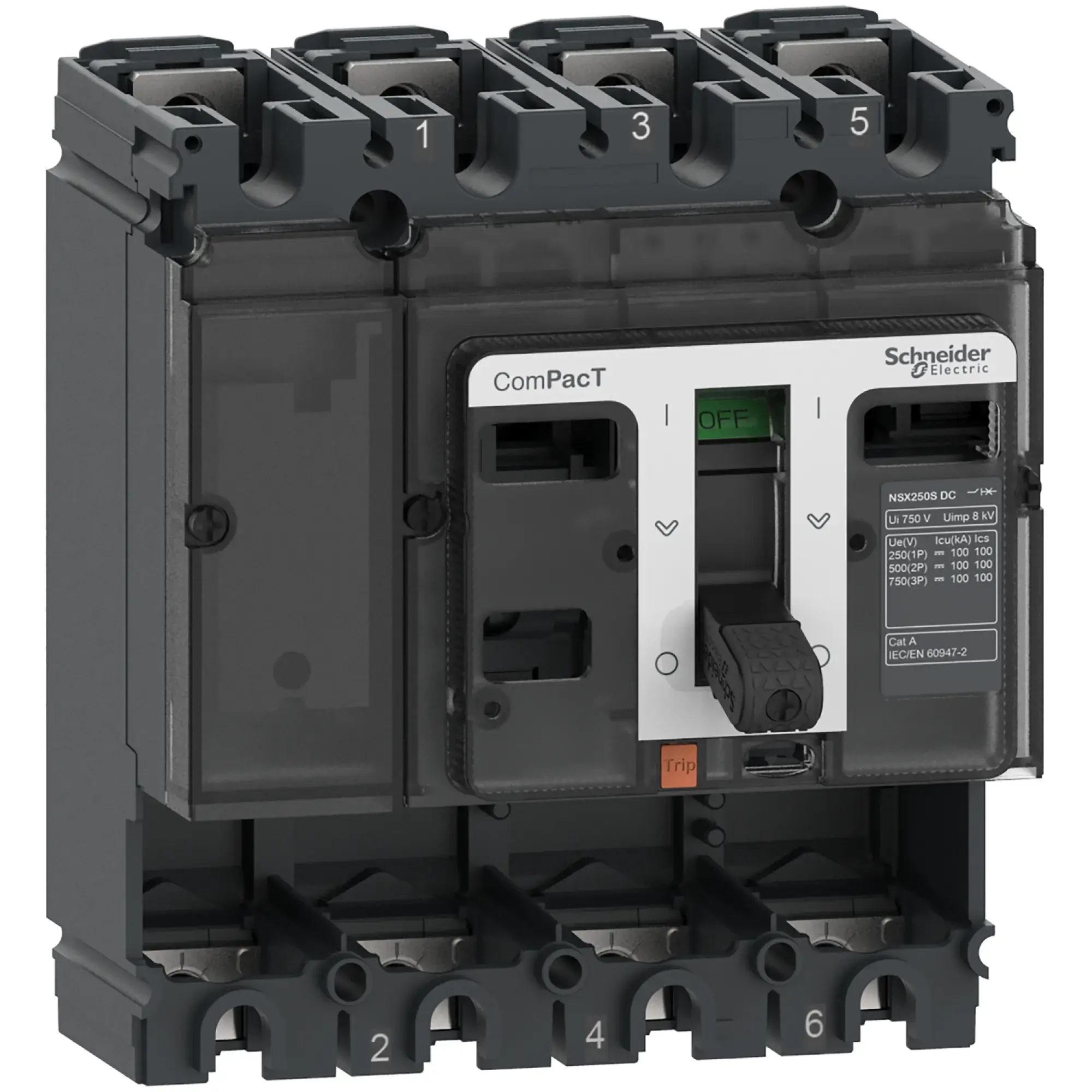 Schneider Electric C10F4D Compact circuit breaker basic switch ComPacT NSX100F DC 100 A 4P 36kA/750 VDC, without tripping unit (img_002)