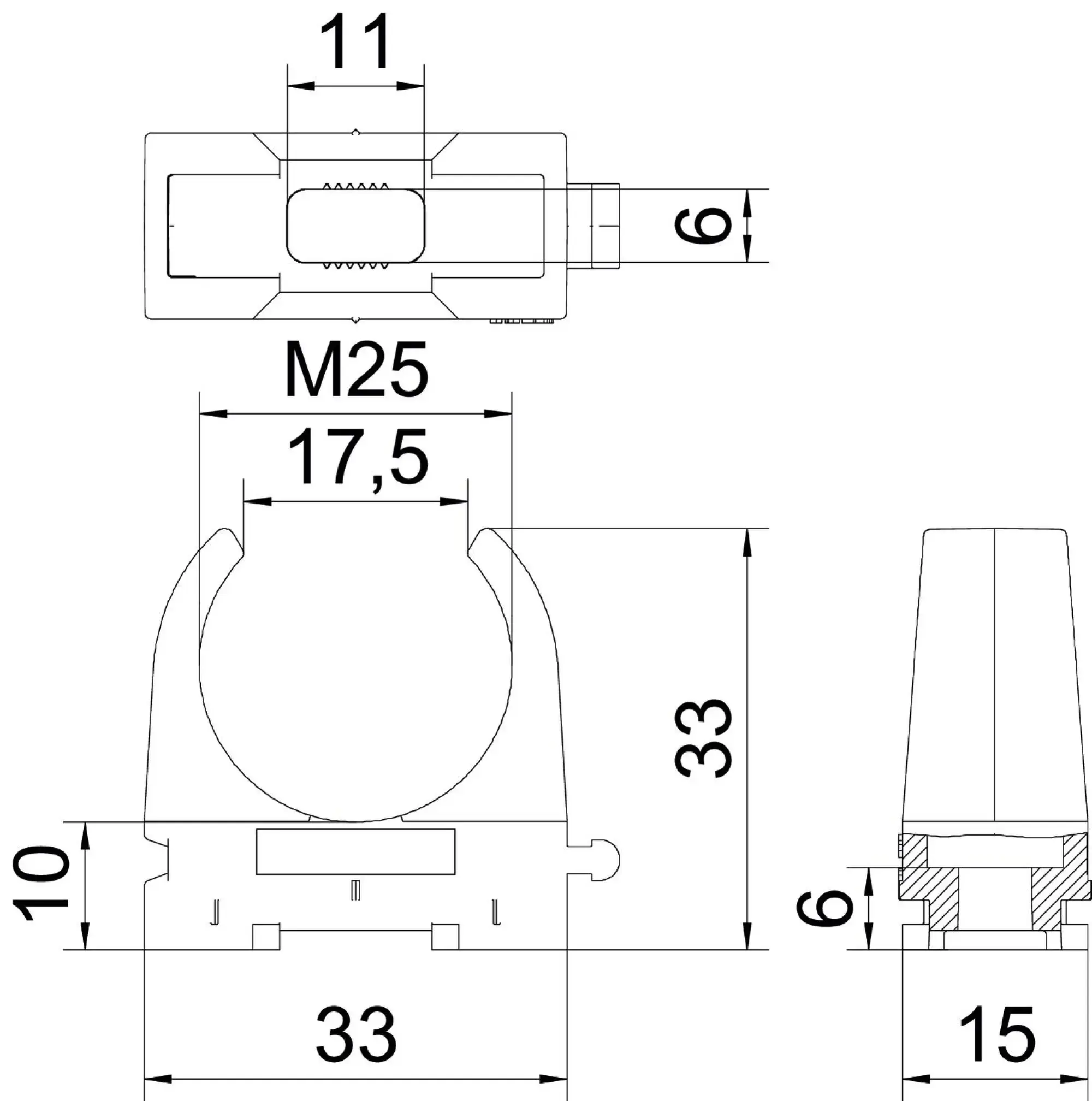 Don Quichotte 981950 Pipe clip OPDZ 6mm 25-26mm 1" Polypropylene Light grey RAL 7035 (img_002) Don Quichotte 981950 Pipe clip OPDZ 6mm 25-26mm 1" Polypropylene Light grey RAL 7035 (img_002)