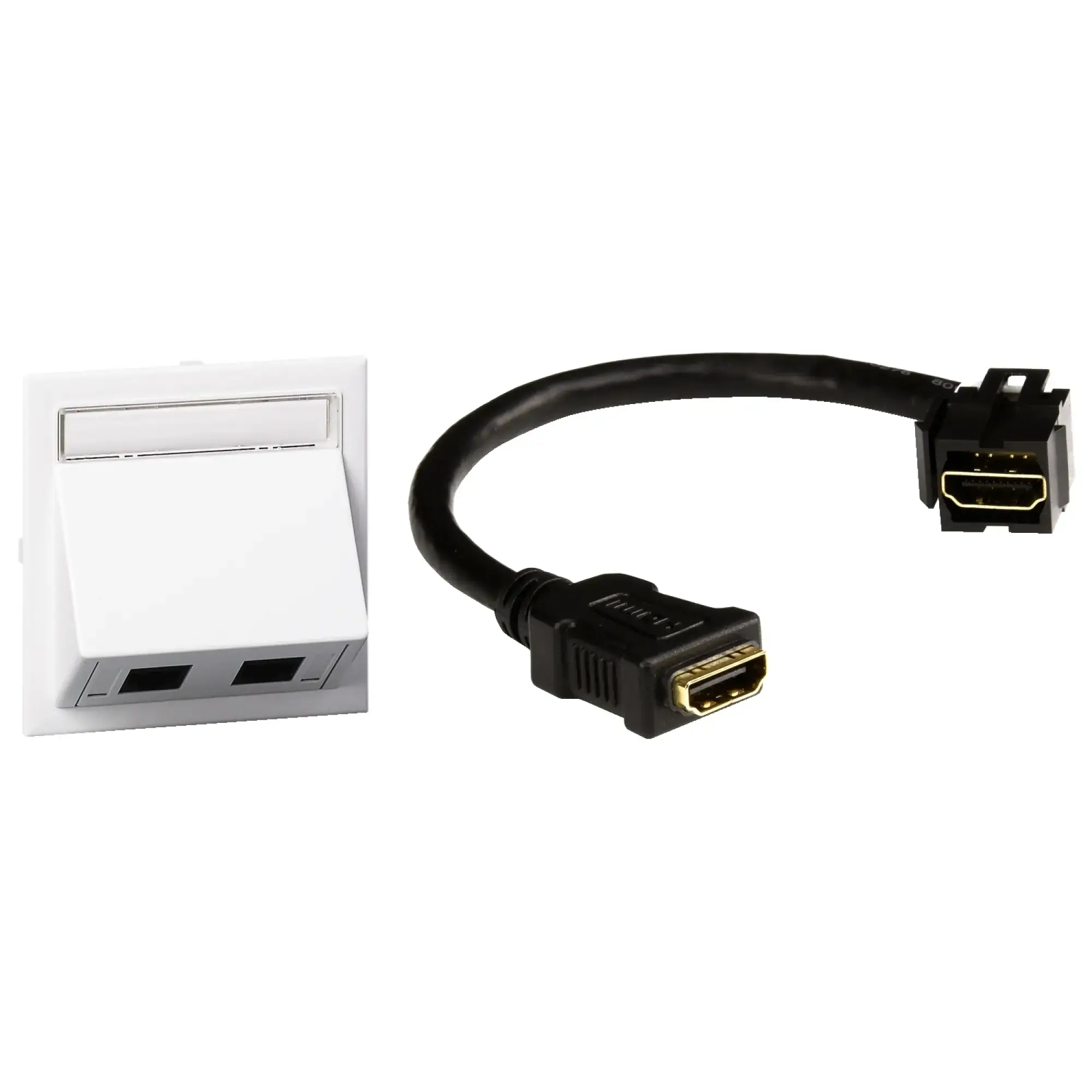 Schneider Electric INS60510 Multimedia Kit HDMI Cable and Cover angled white RAL 9016 Type: CYB-KIT HDMI (img_002)