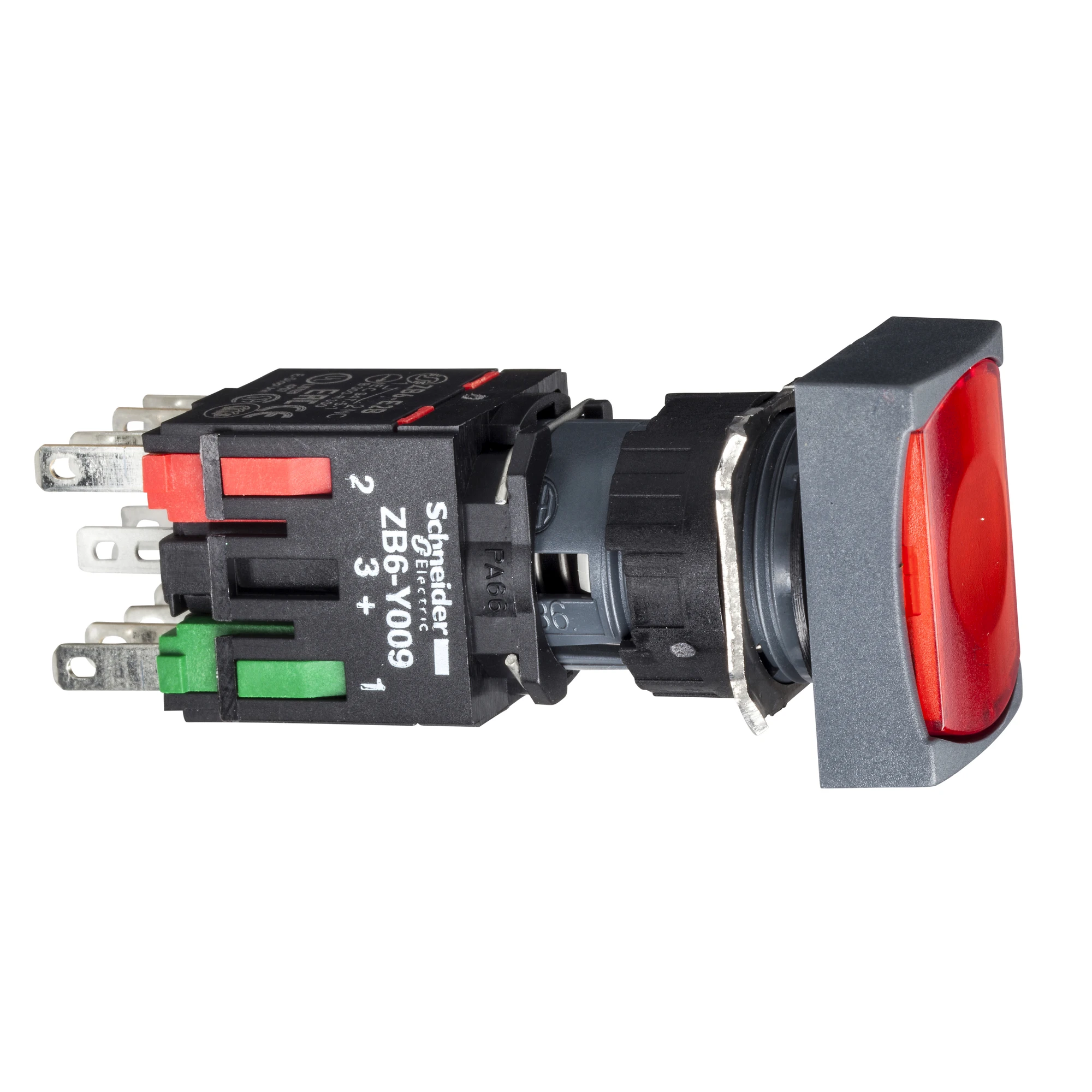 Schneider Electric XB6DF4B5B Illuminated pushbutton, red Ø 16, flat, latching, 24 V, 1NO+1NC (img_001) Schneider Electric XB6DF4B5B Illuminated pushbutton, red Ø 16, flat, latching, 24 V, 1NO+1NC (img_001)