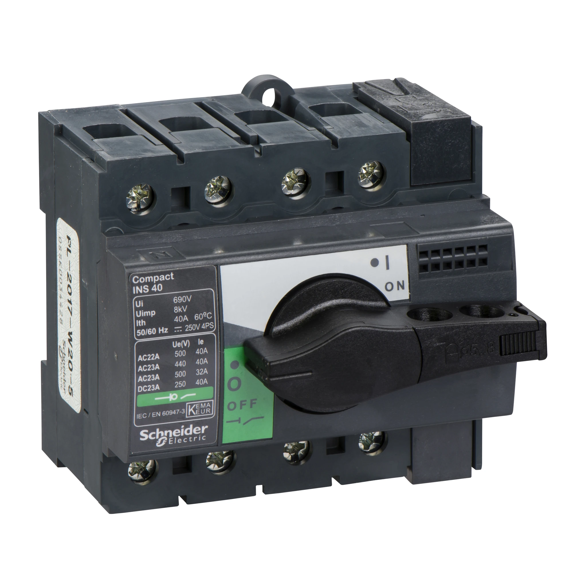 Schneider Electric 28901 Load disconnect switch INS40,4P, 40A/690V AC/250V DC, rotary drive black (img_001)