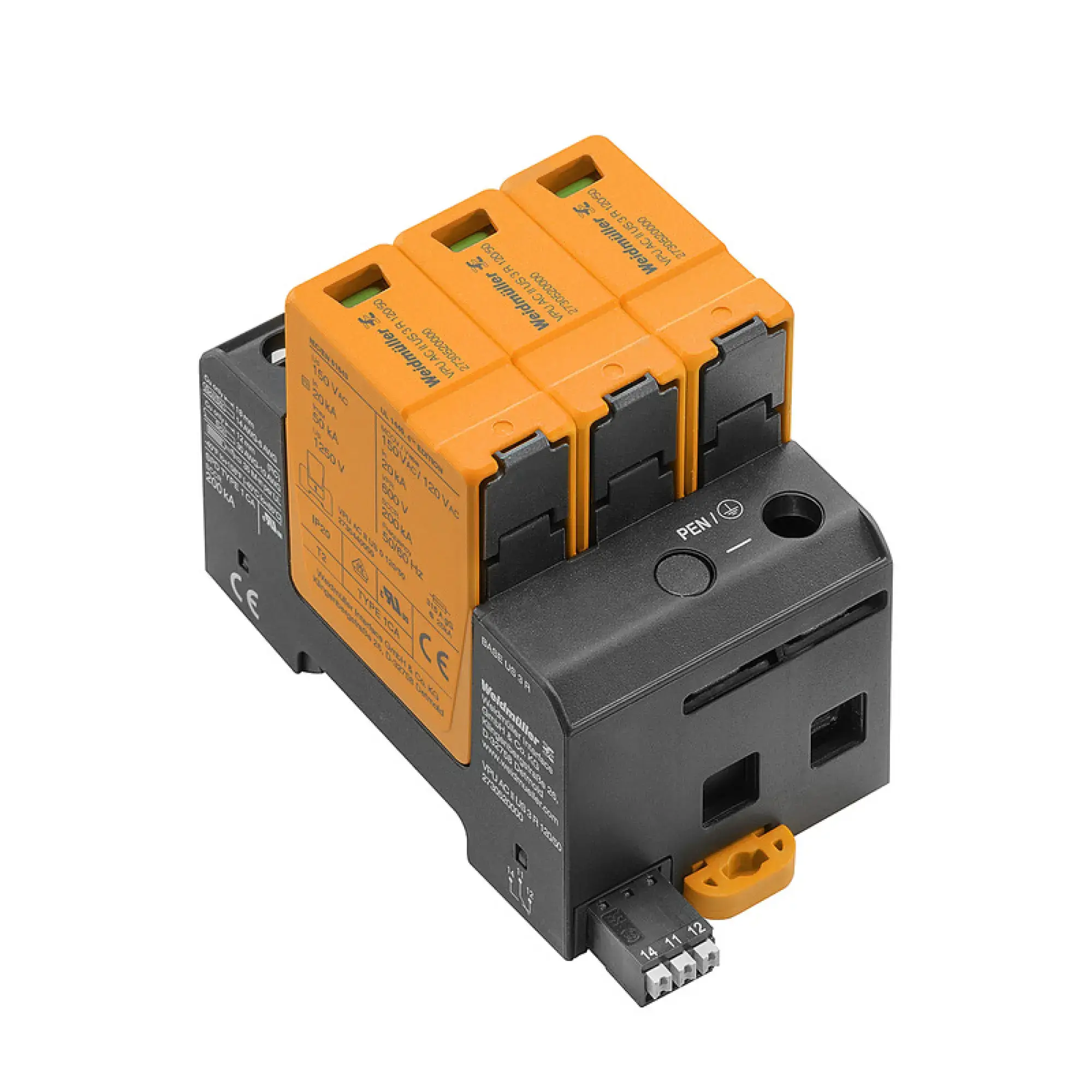 Weidmüller 2730520000 Surge voltage arrester (power supply systems), Surge protection, with remote contact, Type II, Low voltage network: TN-C, II, AC, 120 V (img_001) Weidmüller 2730520000 Surge voltage arrester (power supply systems), Surge protection, with remote contact, Type II, Low voltage network: TN-C, II, AC, 120 V (img_001)