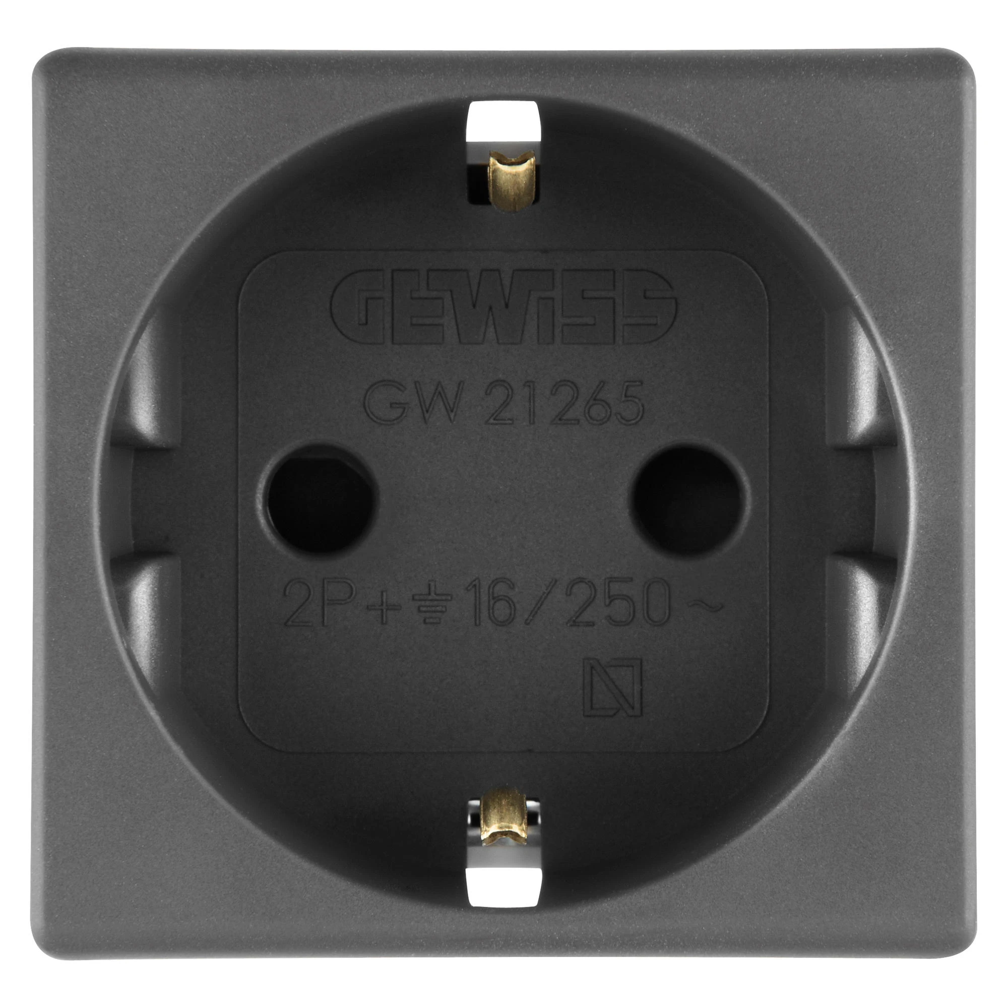 GEWISS GW21265 GERMAN STANDARD SOCKET-OUTLET 250V ac - 2P+E 16A - 2 MODULES - SYSTEM BLACK (img_001) GEWISS GW21265 GERMAN STANDARD SOCKET-OUTLET 250V ac - 2P+E 16A - 2 MODULES - SYSTEM BLACK (img_001)