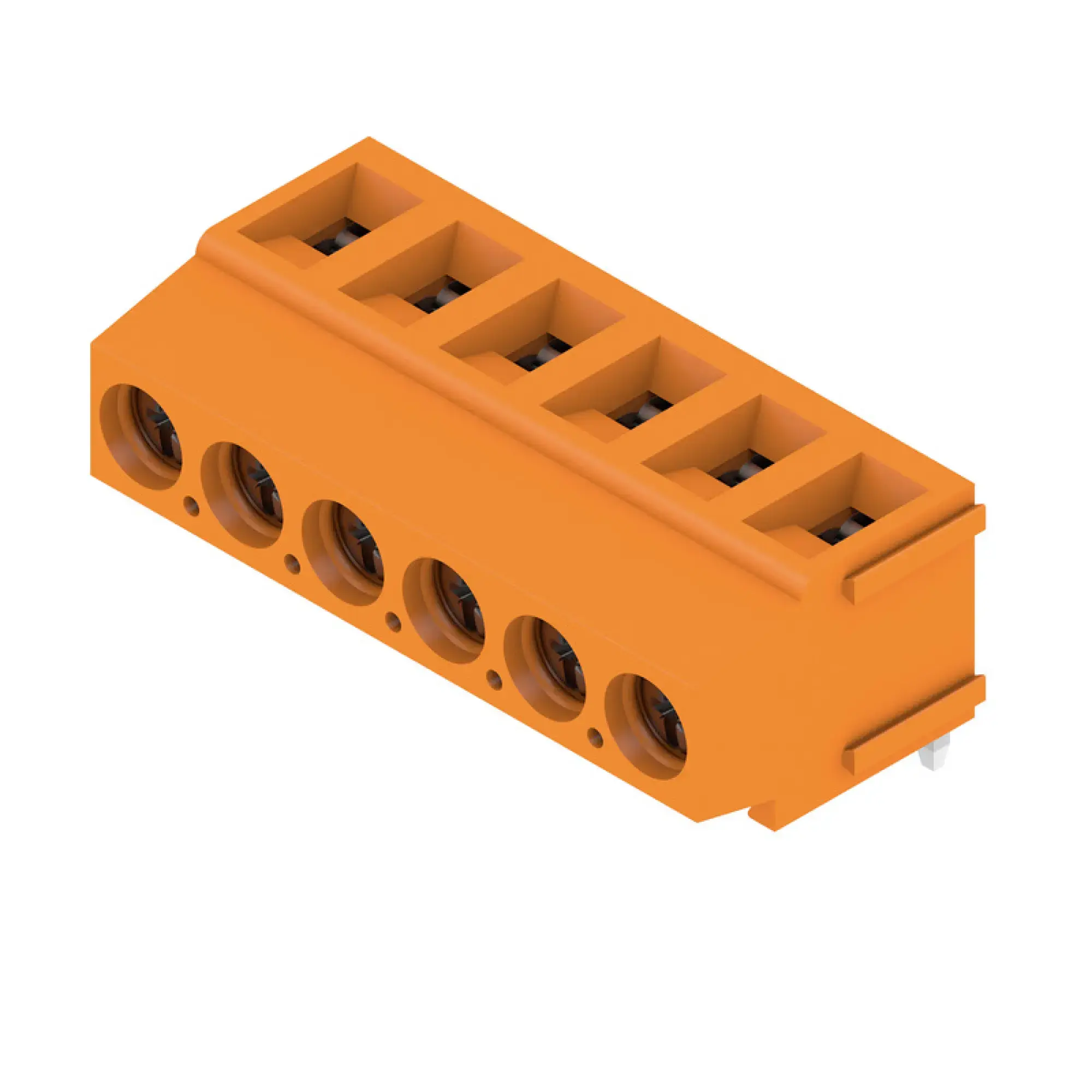 Weidmüller 1234250000 PCB terminal, 320 V, 17.5 A, Pitch in mm: 5.00, 2.5 mm², Number of poles: 6, Clamping yoke connection, THT solder connection, 180°, Box (img_001)