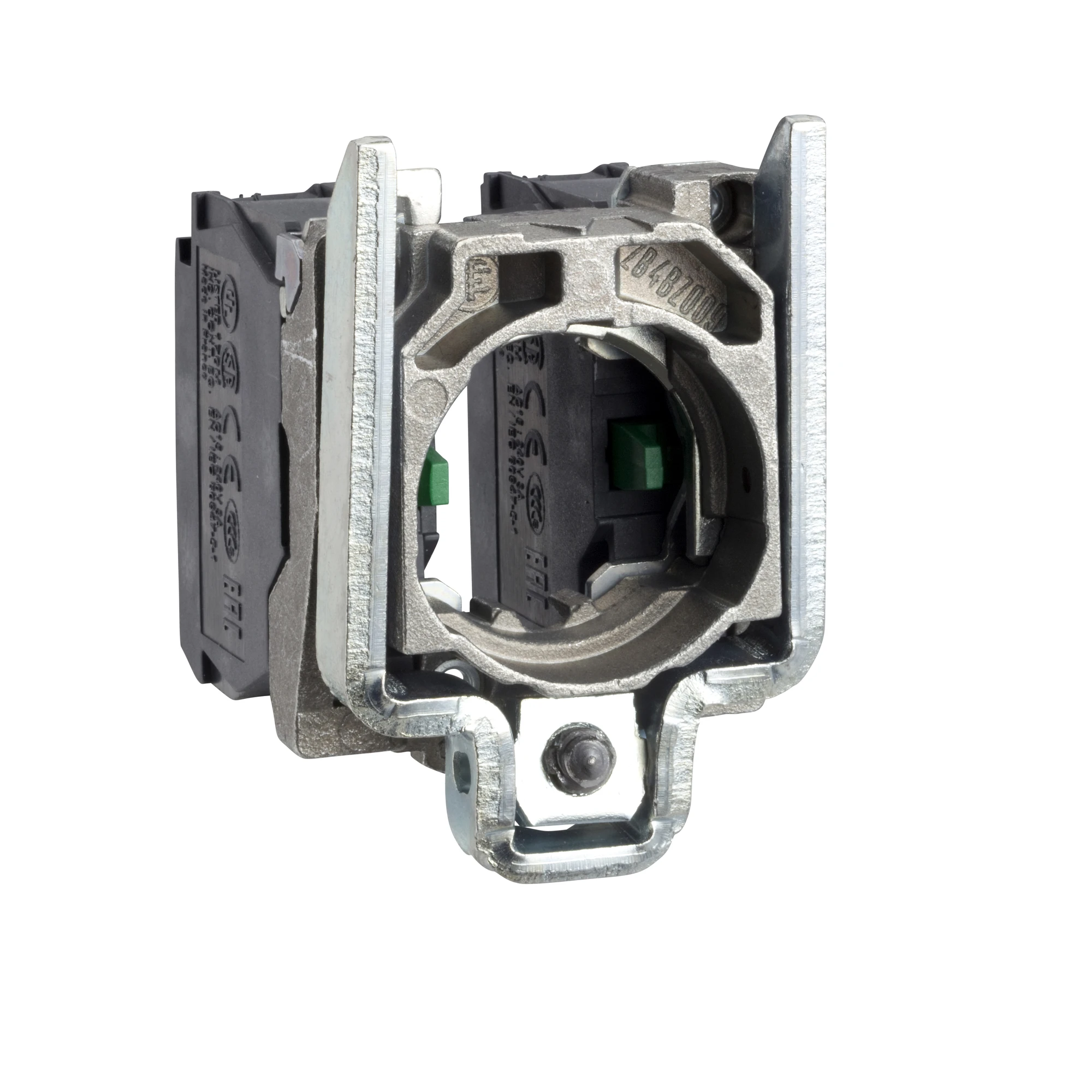 Schneider Electric ZD4PA103 Auxiliary contact block with mounting flange, Harmony XB4, Metal, 22mm, for joysticks with 2 directions, 1S per direction, screw terminal (img_001)