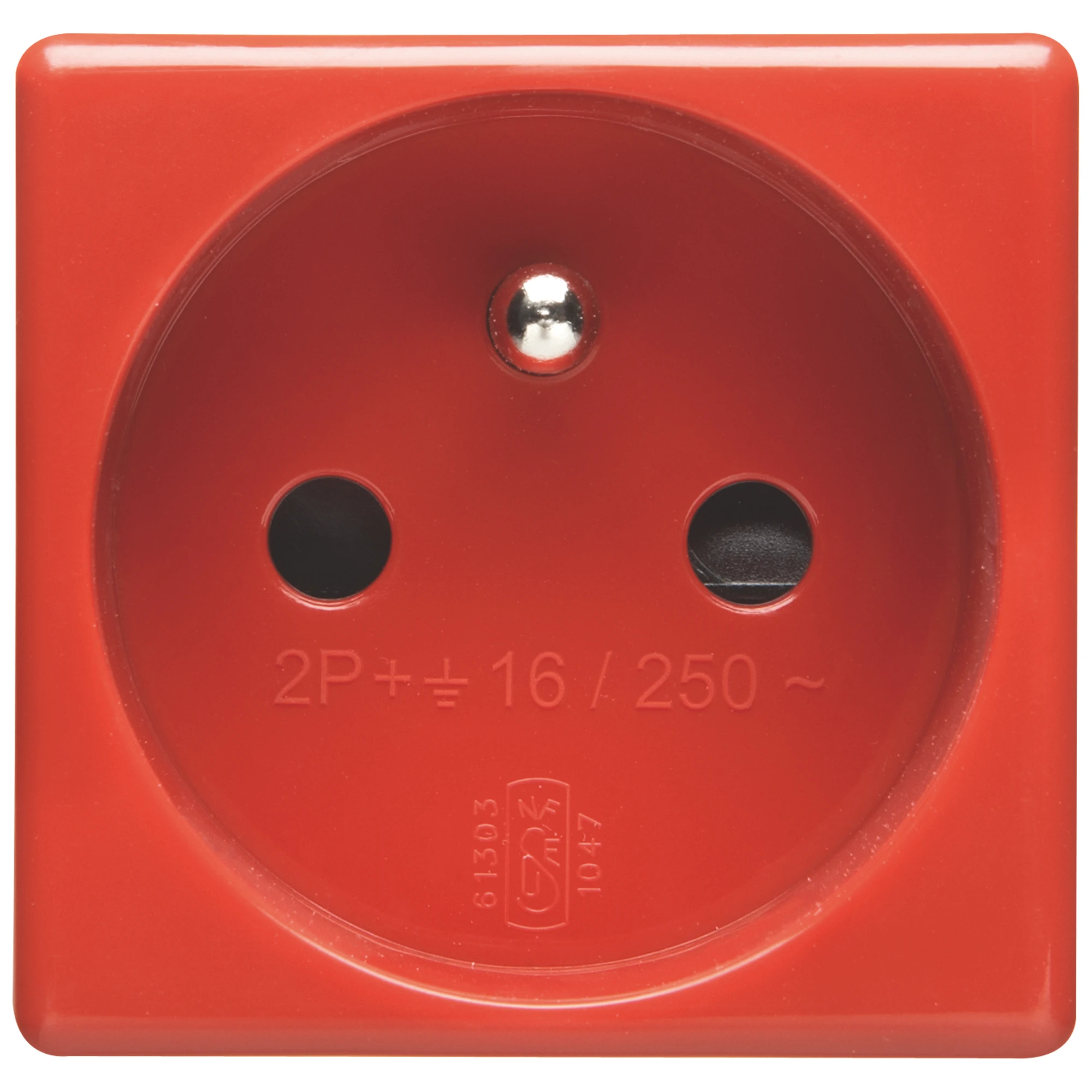 GEWISS GW20312 FRENCH STANDARD SOCKET-OUTLET 250V ac - FOR DEDICATED LINES - 2P+E 16A - 2 MODULES - RED - SYSTEM (img_001)