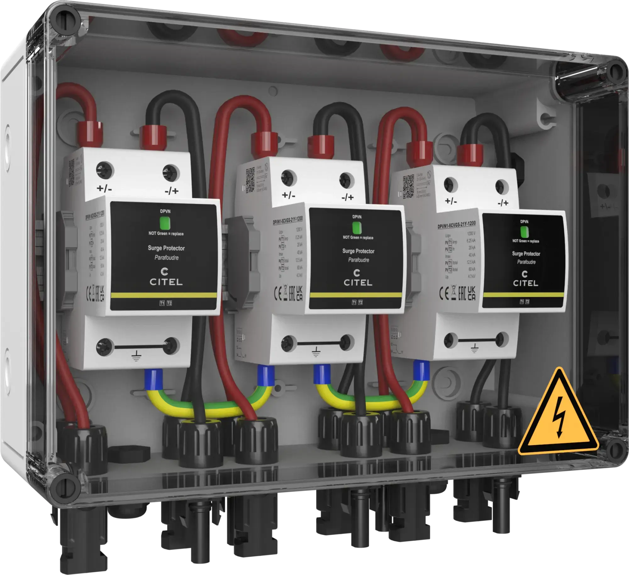 Citel 156635 Generatoranschlusskasten mit SPD Typ 1+2+3 bis 1200 VDC, 3-MPPT, 1 String MC4 (img_001)