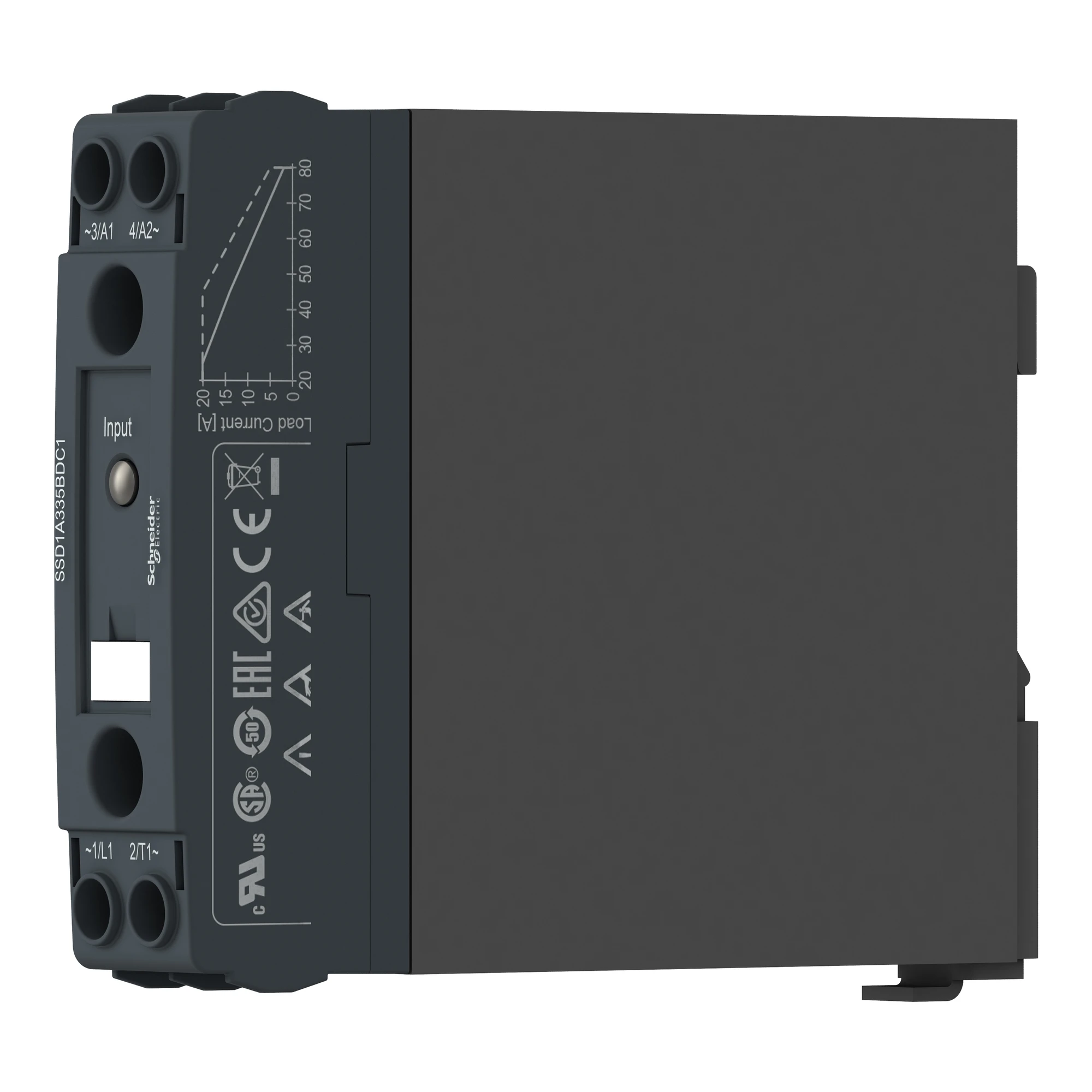 Schneider Electric SSD1A320BDRC1 Semiconductor relay, DIN rail, Input:4-32VDC, Output:48-600VAC, 20A, 1ph, instant switching (img_003)