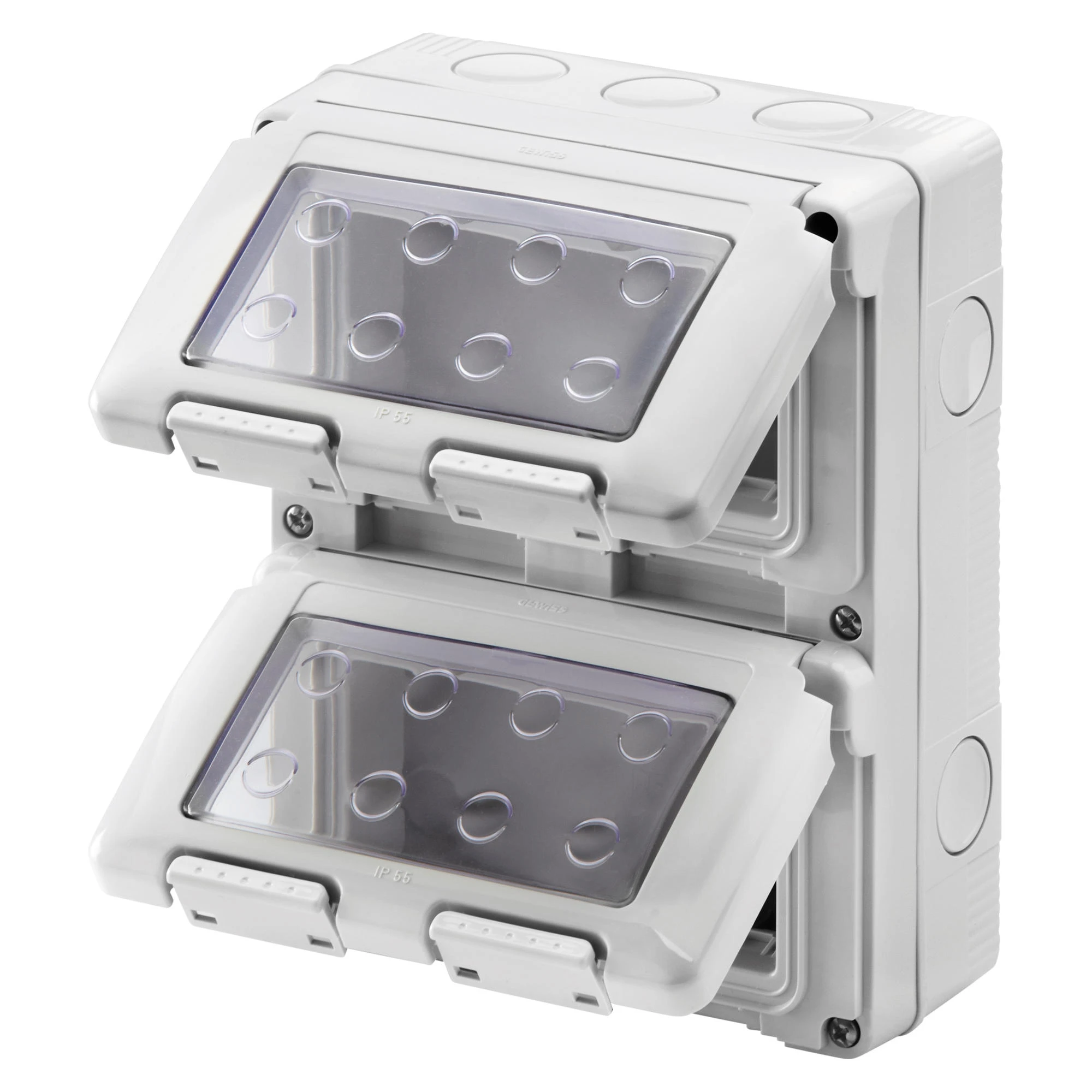 GEWISS GW27051 WATERTIGHT ENCLOSURE FOR SYSTEM DEVICES - VERTICAL - 8 GANG - MODULE 4X2 - GREY RAL 7035 - IP55 (img_001)