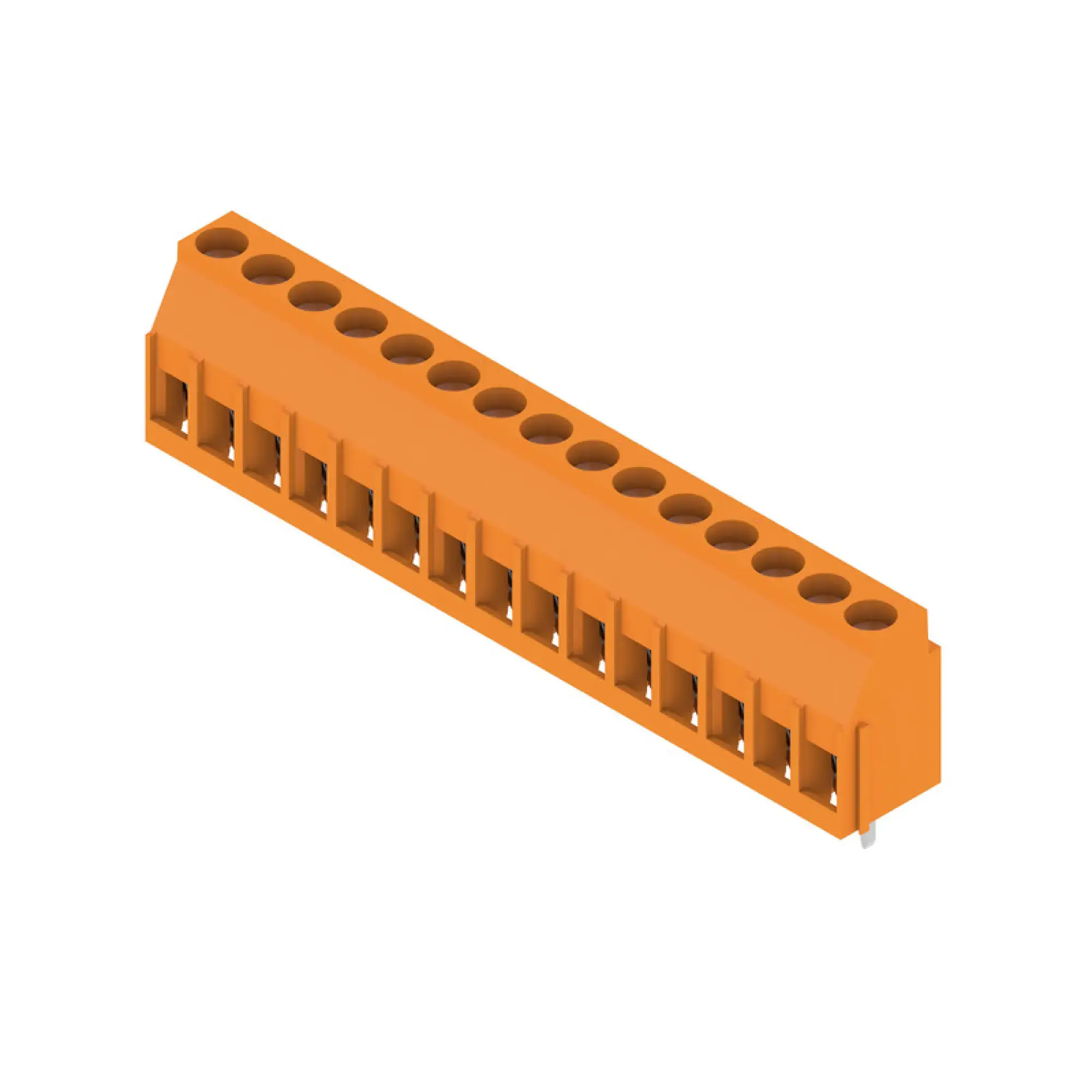 Weidmüller 2567240000 PCB terminal, 320 V, 32.5 A, Pitch in mm: 5.08, 6 mm², Number of poles: 15, Clamping yoke connection, THT solder connection, 90°, Box (img_001)
