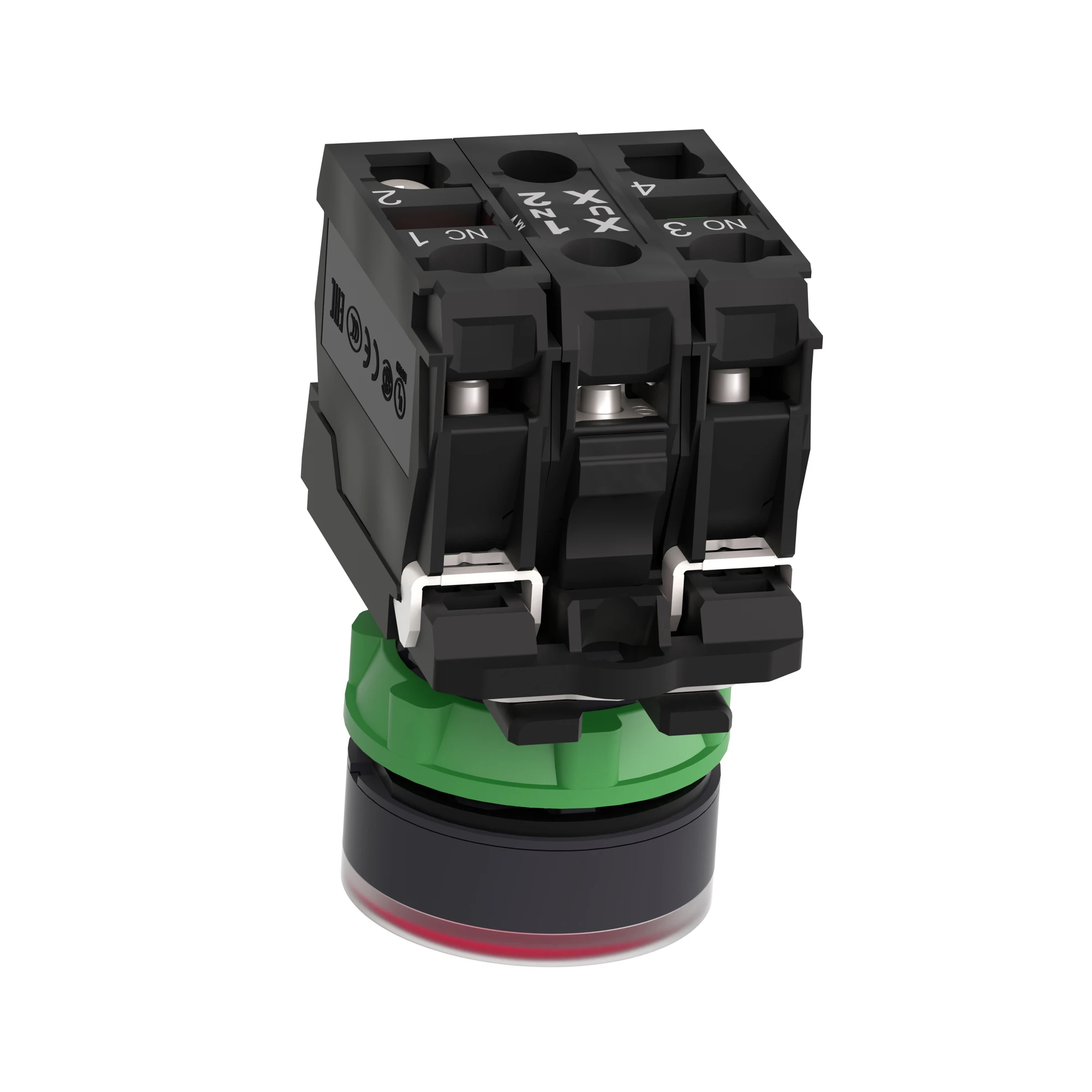 Schneider Electric XB5AW34B5 Illuminated push-button, Harmony XB5, plastic, red, 22mm, universal LED, smooth dome, 1NO + 1NC, 24V ACDC (img_008)