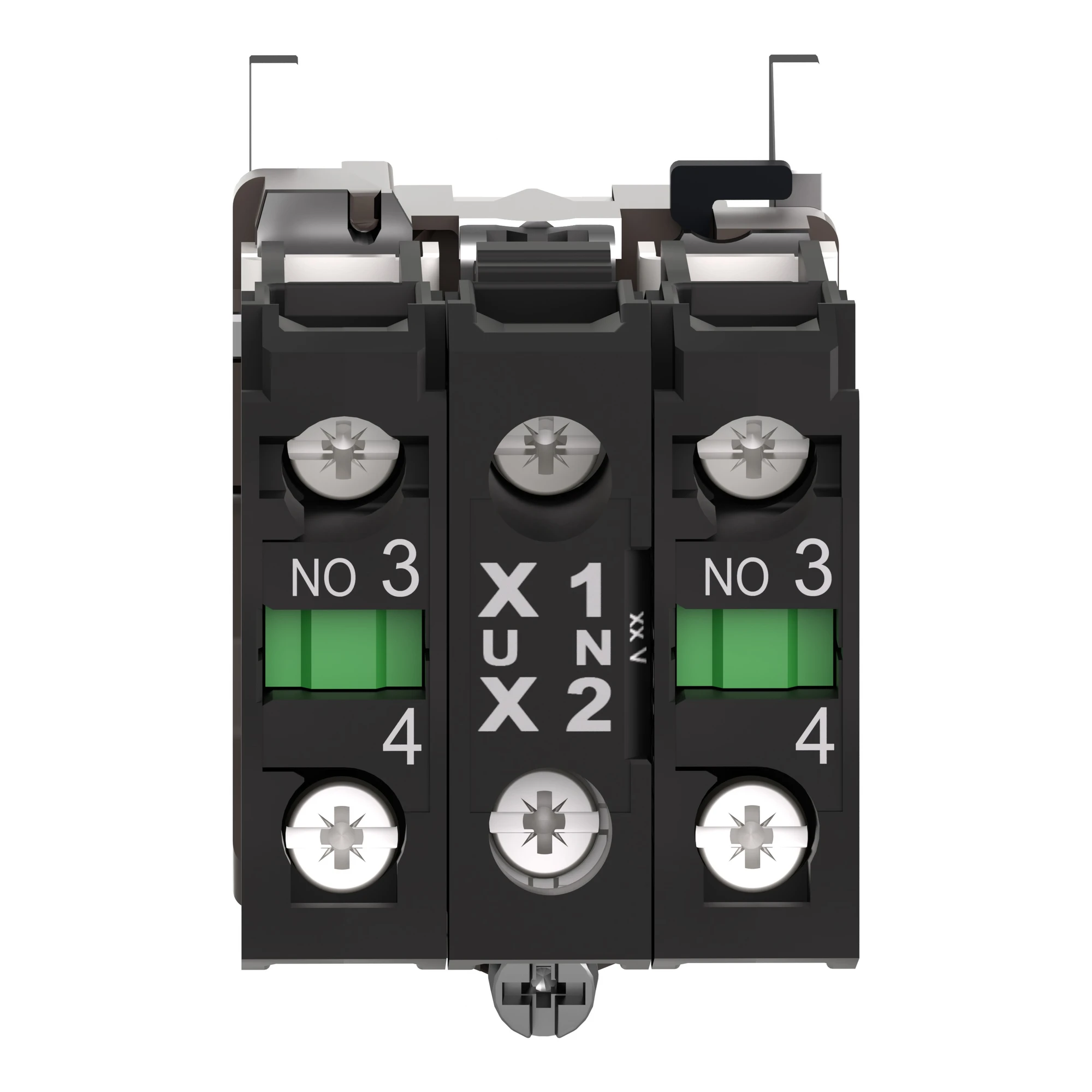 Schneider Electric ZB4BW0B13 Auxiliary contact block with mounting flange, Harmony XB4, metal, white, universal LED, 2S, 24V ACDC (img_002) Schneider Electric ZB4BW0B13 Auxiliary contact block with mounting flange, Harmony XB4, metal, white, universal LED, 2S, 24V ACDC (img_002)