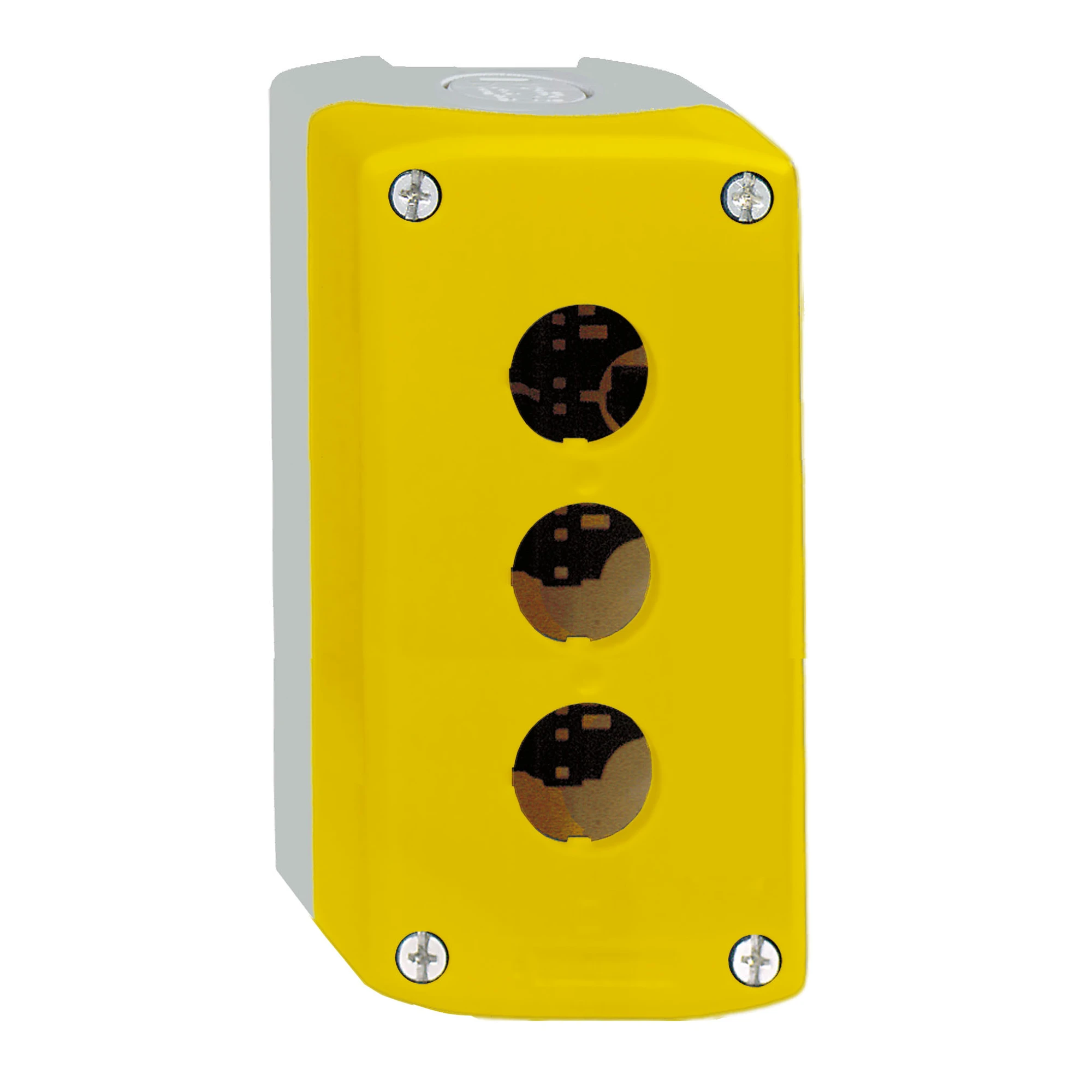 Schneider Electric XALK03 Empty enclosure, Harmony XALK, plastic, light grey, yellow, 3 holes, 22mm (img_001) Schneider Electric XALK03 Empty enclosure, Harmony XALK, plastic, light grey, yellow, 3 holes, 22mm (img_001)