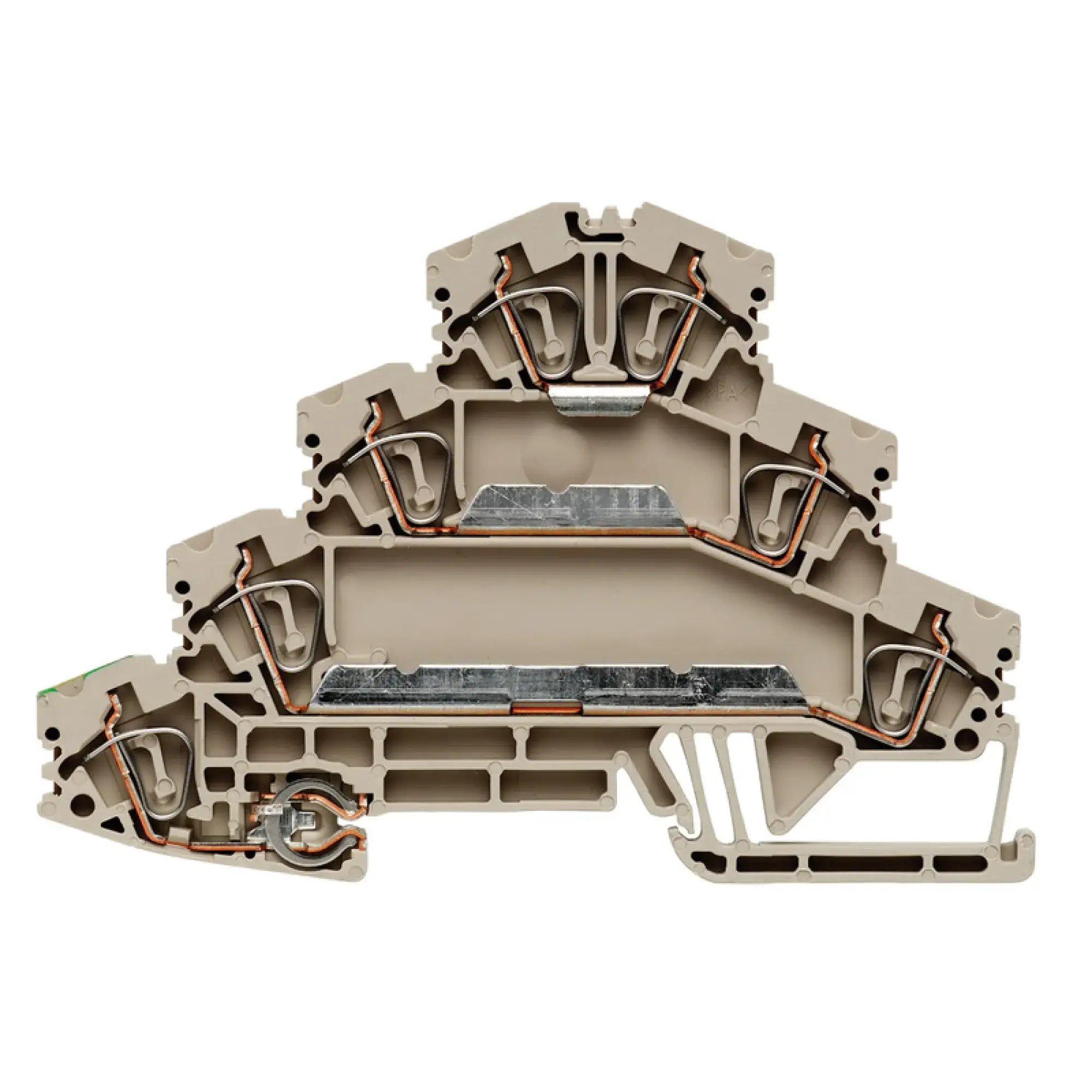Weidmüller 1768000000 Motor-connection terminal (Multi-level), Tension-clamp connection, dark beige, 2.5 mm², 24 A, 400 V, Number of connections: 7, Number of levels: 4, TS (img_003)