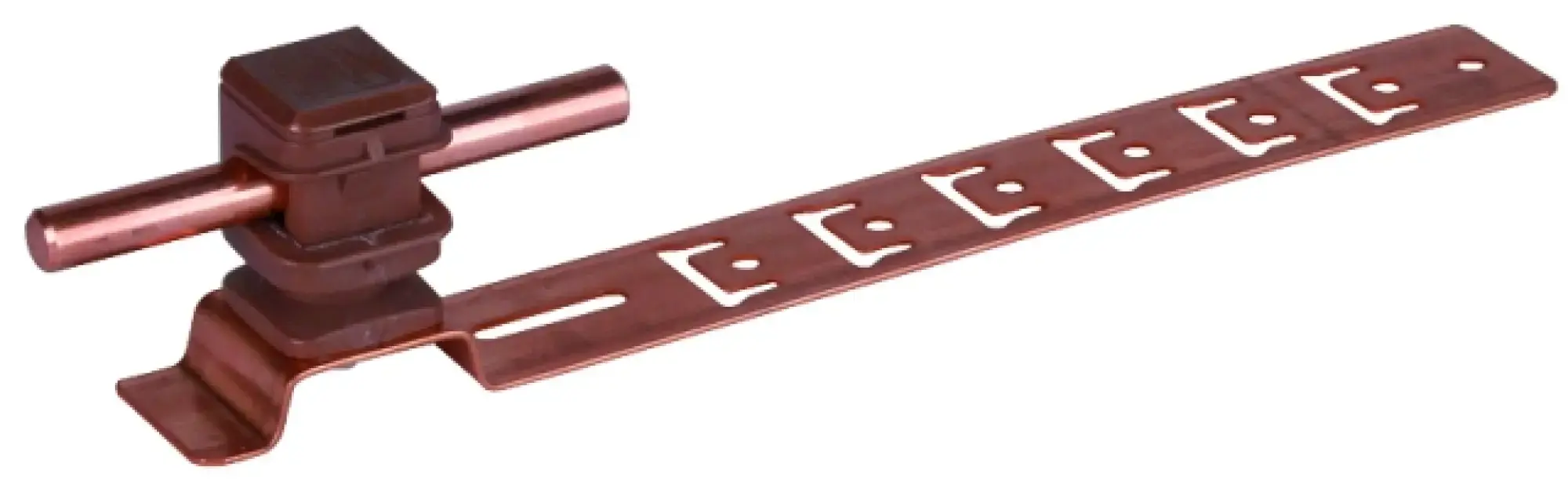 Dehn 204147 Roof cond. hol. UNIsnap Cu/plastic brown H 16mm Rd 8mm with embossed brace L 205mm (img_003)