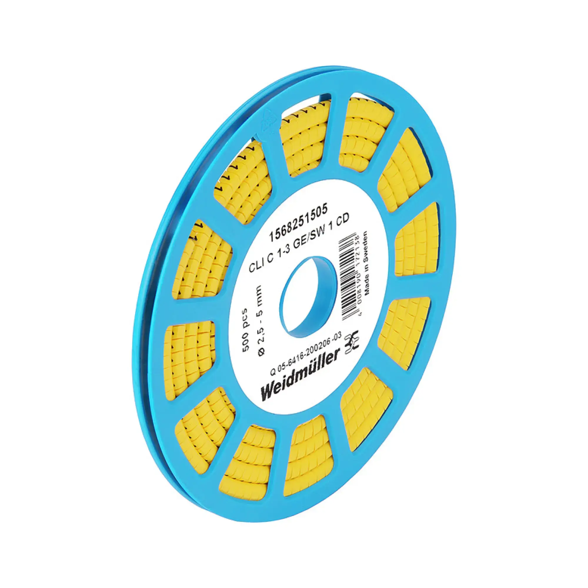 Weidmüller 1568251687 Cable coding system, yellow, Conductor O.D.:2.5 - 5 mm, Upper-case letters, PVC, soft, without Cadmium, -30...80 °C (img_001)