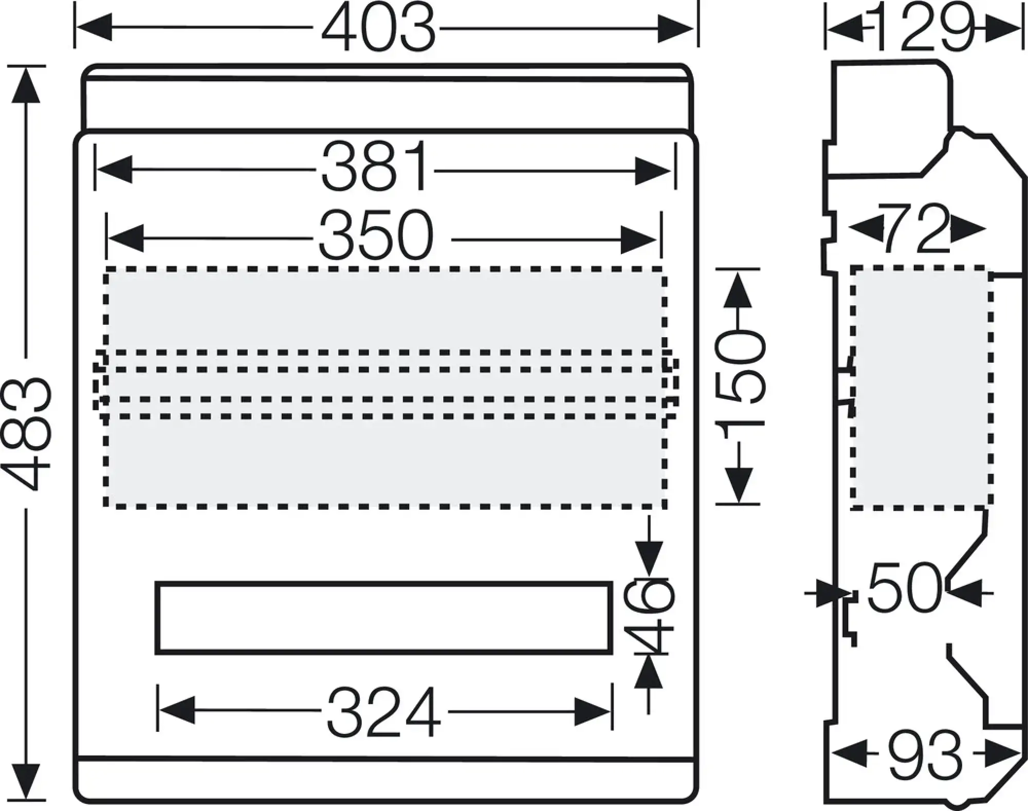 Hensel 6100431 KV 90-Automatengehäuse 18 Teilungseinh. 1reih. + 1 Tragschiene KV 9230 (img_003)