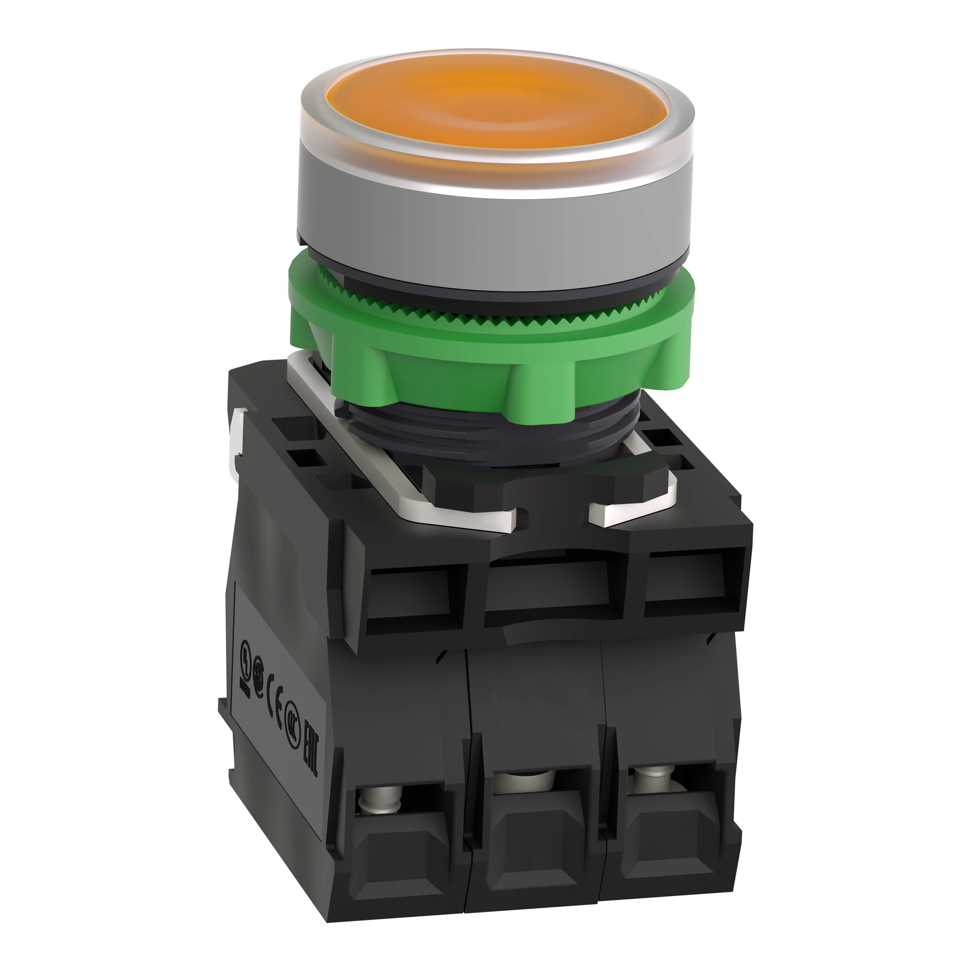 Schneider Electric XB5AW35B5C0 Illuminated push-button, Harmony XB5, plastic, light grey, orange, 22mm, universal LED, smooth dome, 1NO + 1NC, 24V ACDC (img_005)