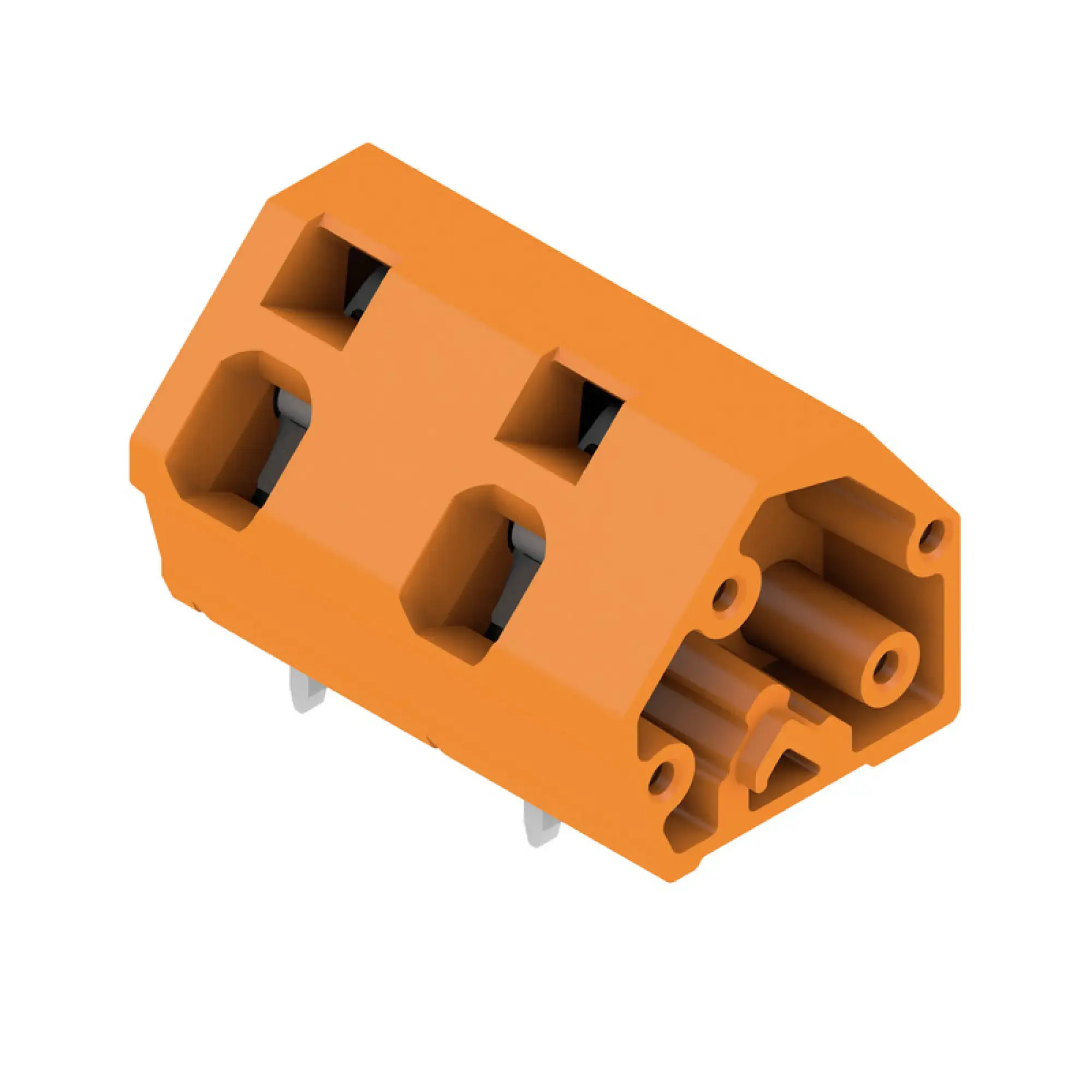 Weidmüller 1953470000 PCB terminal, 1000 V, 24 A, Pitch in mm: 10.00, 2.5 mm², Number of poles: 2, Tension-clamp connection, THT solder connection, 135°, Box (img_001)