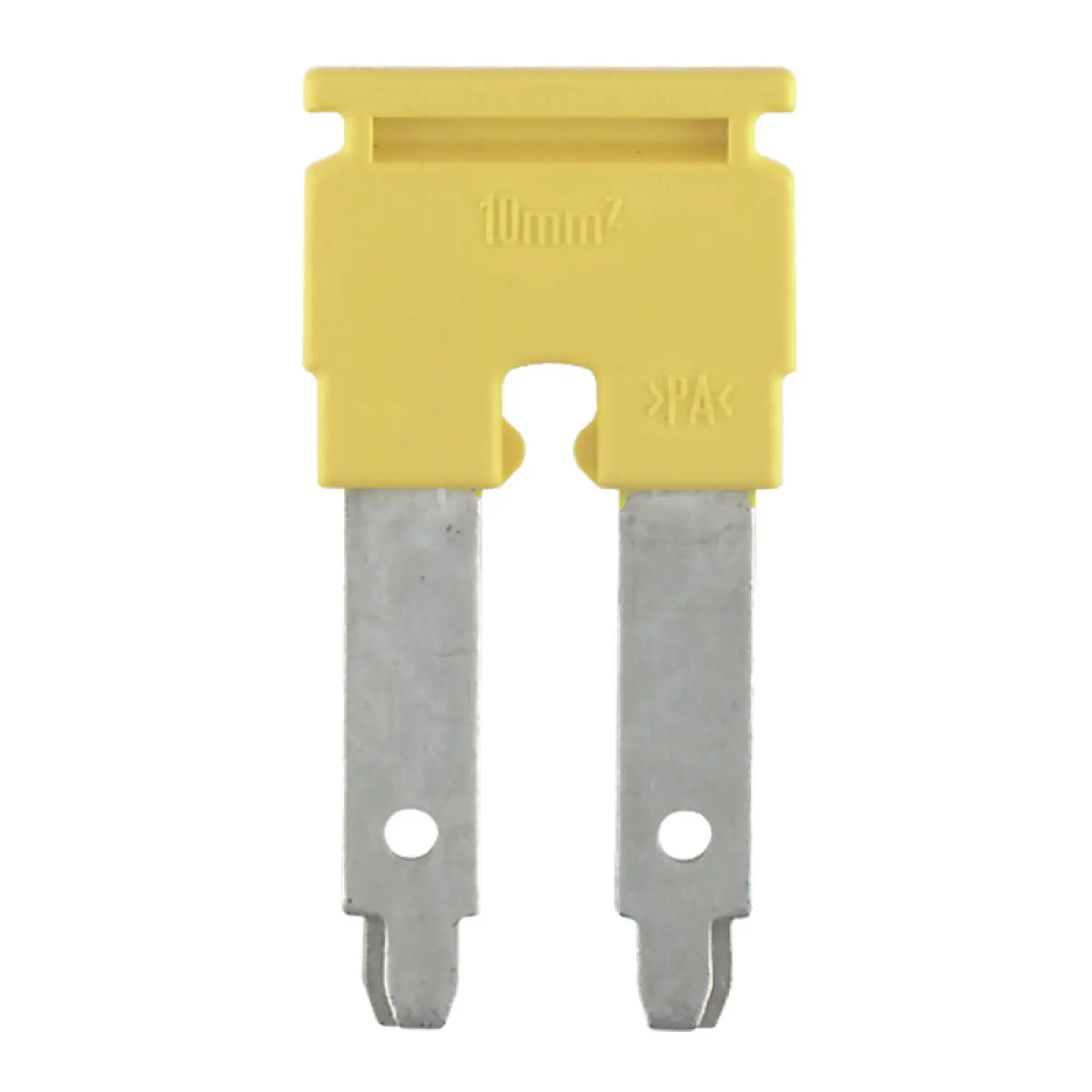 Weidmüller 1739680000 Cross-connector (terminal), Plugged, yellow, 57 A, Number of poles: 2, Pitch in mm: 10.00, Insulated: Yes, Width: 4 mm (img_001)