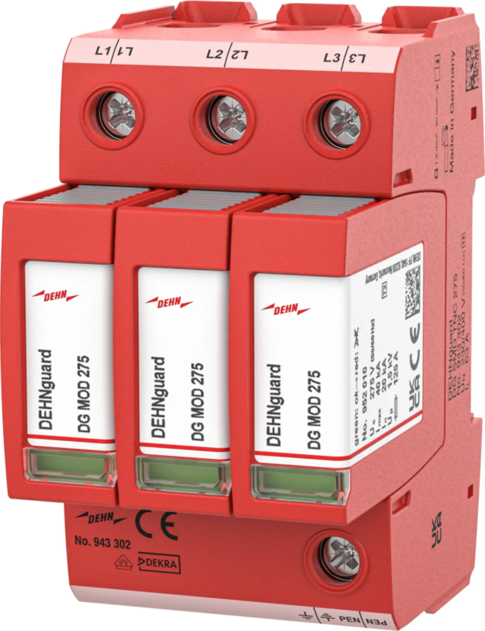 Dehn 943302 Ueberspannungsableiter Typ 2+3 DEHNguard SMD 3-polig fuer TN-C-Systeme (img_001)