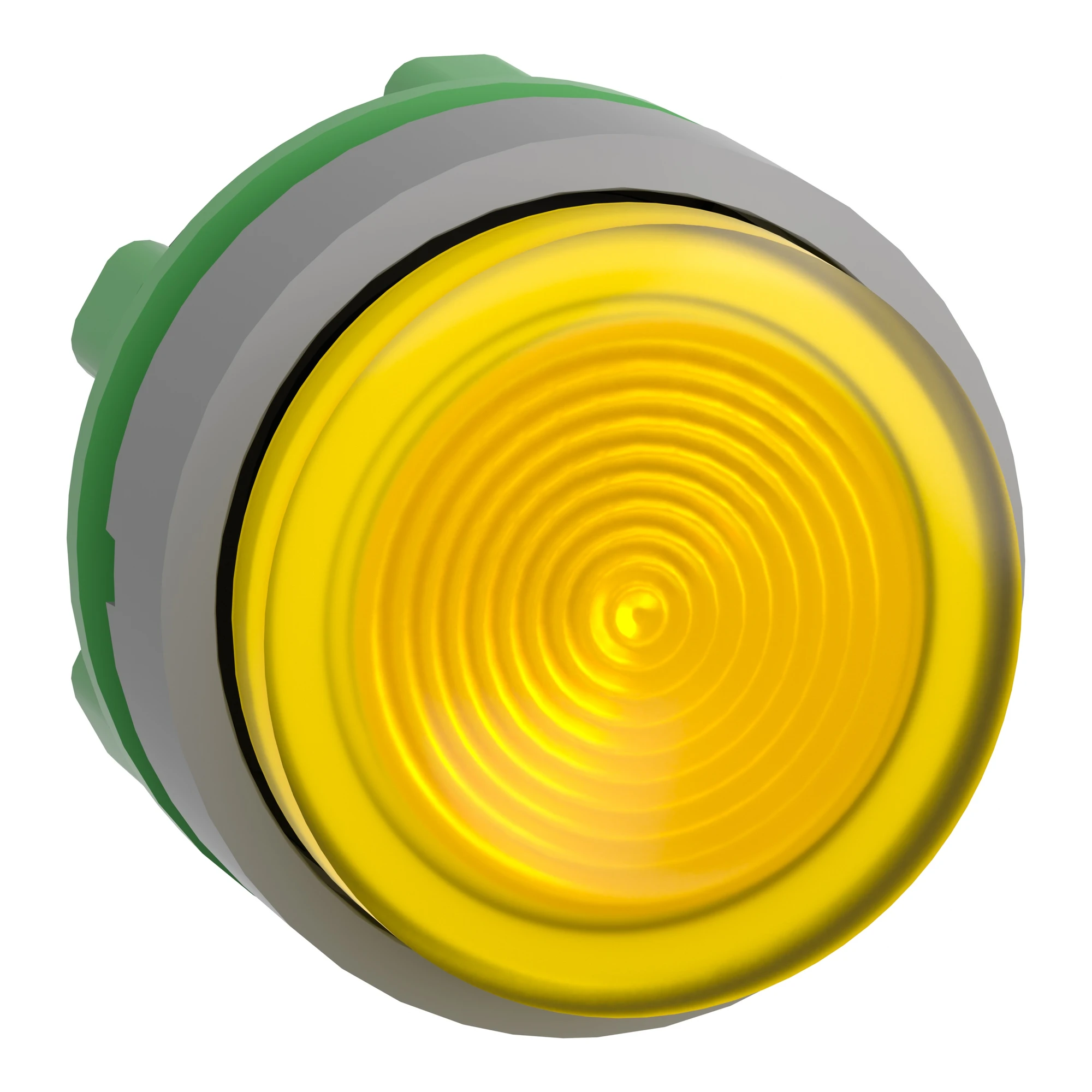 Schneider Electric ZB5AW183SC0 Illuminated push button, front element, Harmony XB5, plastic, 22mm, light grey, yellow, protruding, universal LED, grooved (img_001)