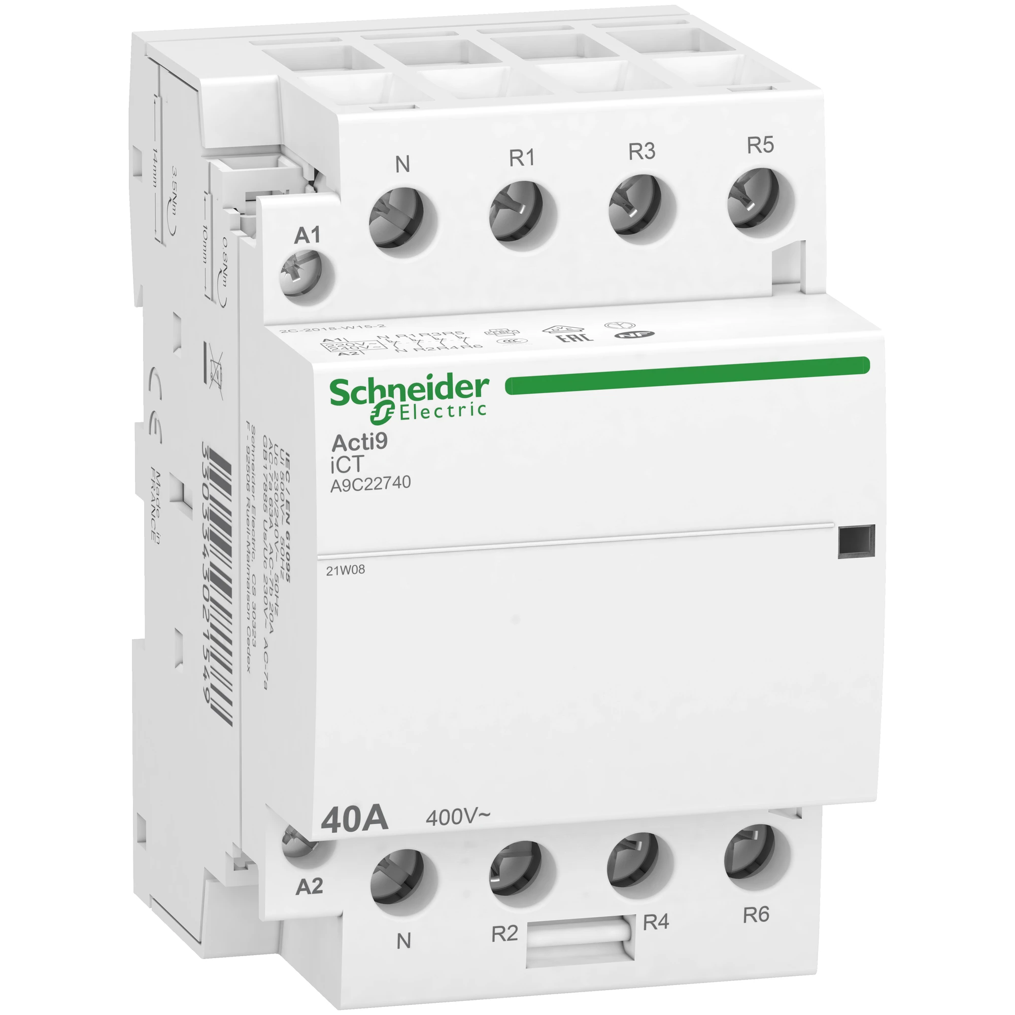 Schneider Electric A9C22740 Installation contactor iCT, 40A, 3P+N, 4-NC contacts, 220/240V 50Hz (img_001) Schneider Electric A9C22740 Installation contactor iCT, 40A, 3P+N, 4-NC contacts, 220/240V 50Hz (img_001)