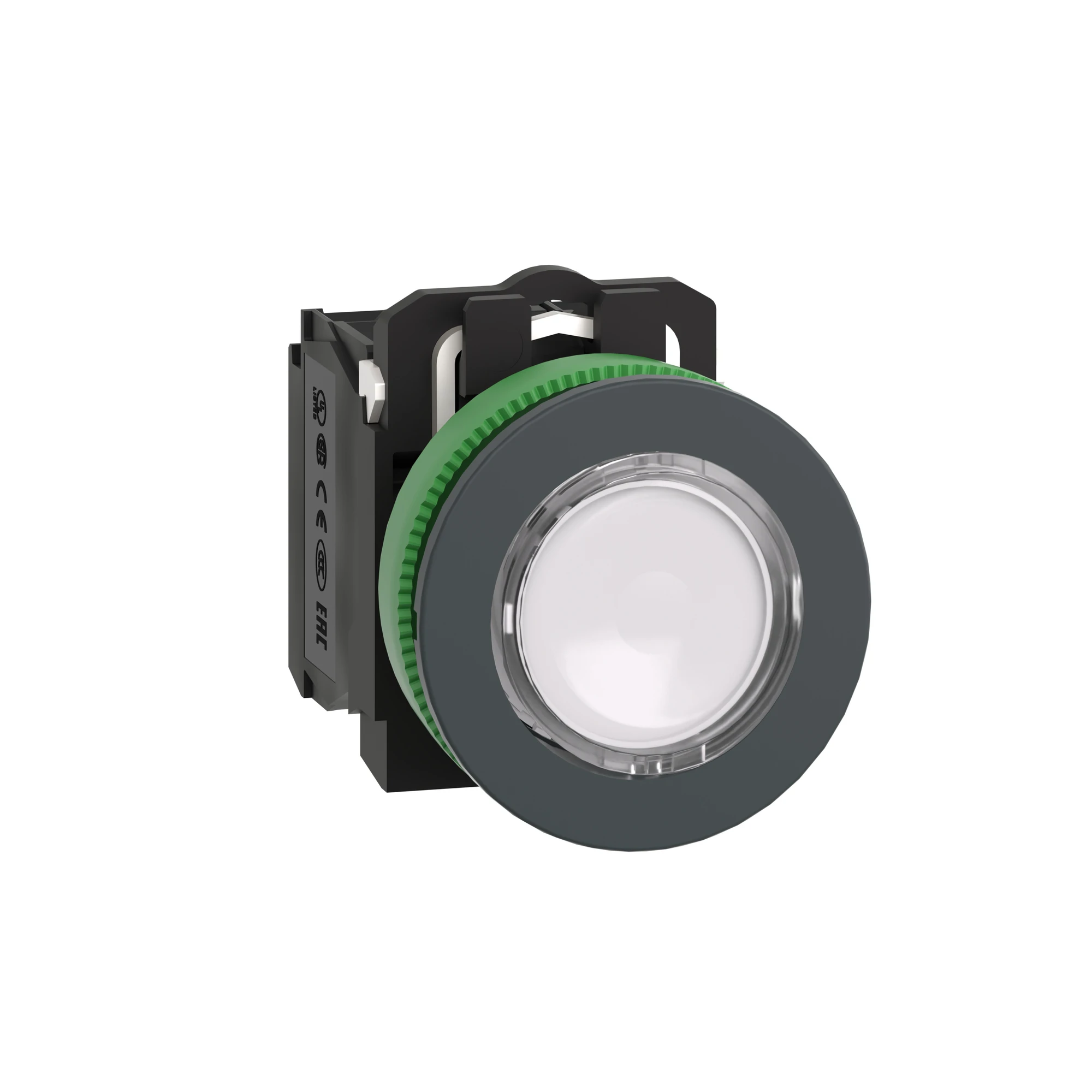 Schneider Electric XB5FW31G5 Illuminated Pushbutton, Harmony XB5F, Plastic, Antimicrobial, White, 30mm, Universal LED, 1NO + 1NC, 110-120V AC (img_002)