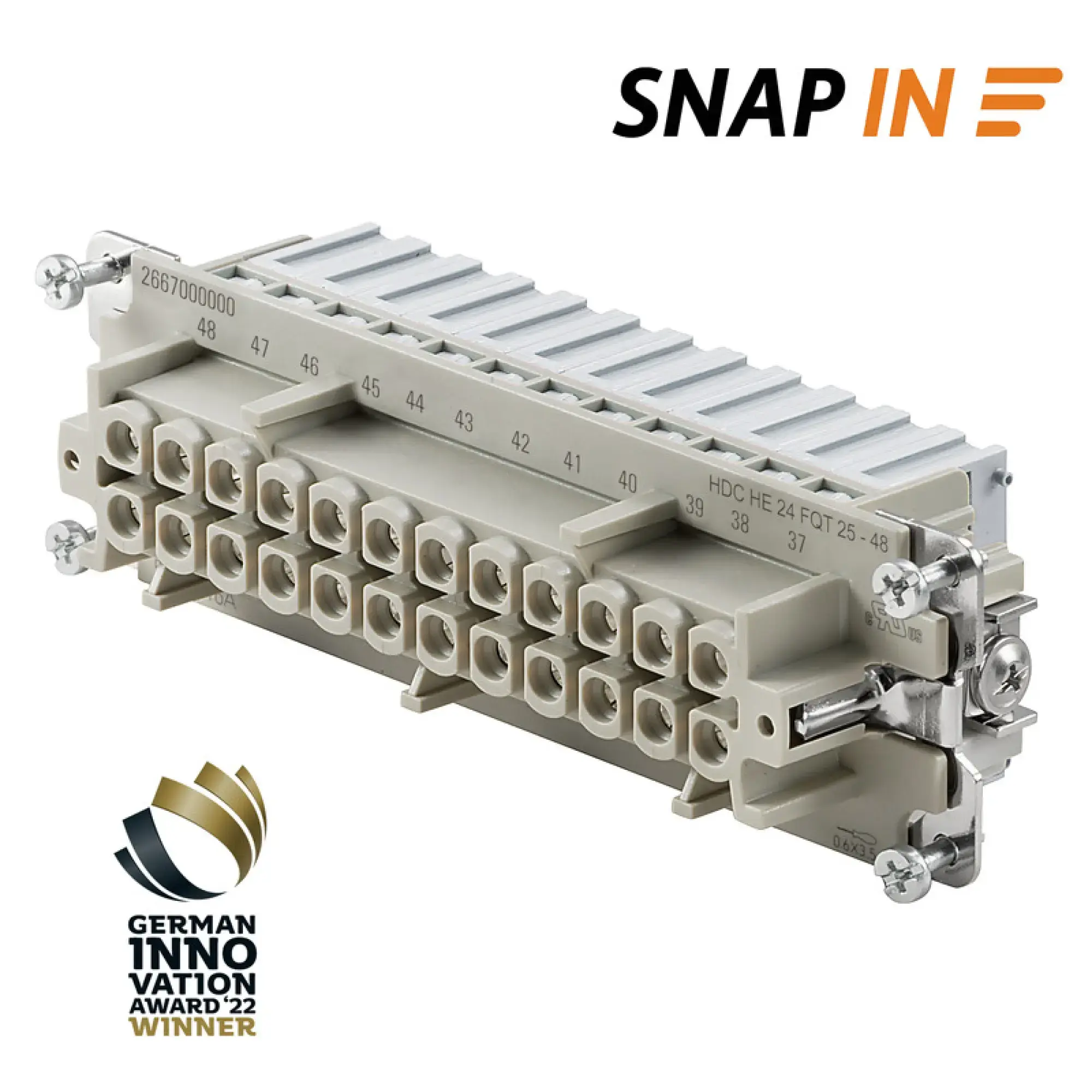 Weidmüller 2667000000 Contact insert (industry plug-in connectors), Female, 500 V, 16 A, Number of poles: 24, SNAP IN, Size: 12 (img_001)