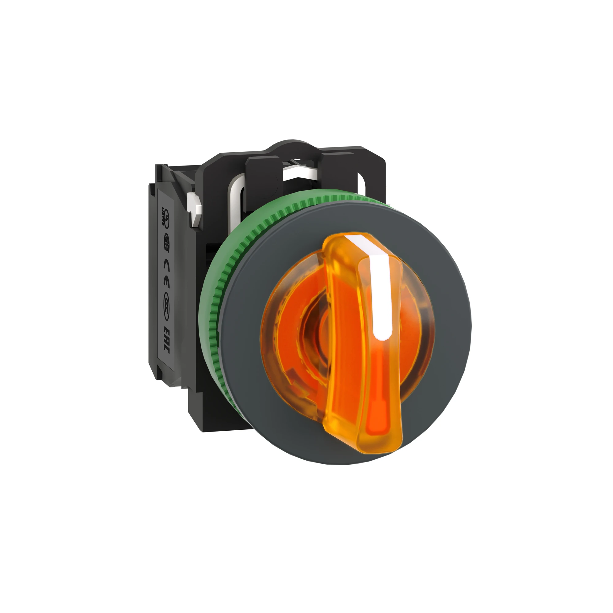 Schneider Electric XB5FK135B5 Illuminated Selector Switch, Harmony XB5F, Plastic, Orange, 30mm, Universal LED, 3 Positions, 1NO + 1NC, 24V AC/DC (img_001) Schneider Electric XB5FK135B5 Illuminated Selector Switch, Harmony XB5F, Plastic, Orange, 30mm, Universal LED, 3 Positions, 1NO + 1NC, 24V AC/DC (img_001)