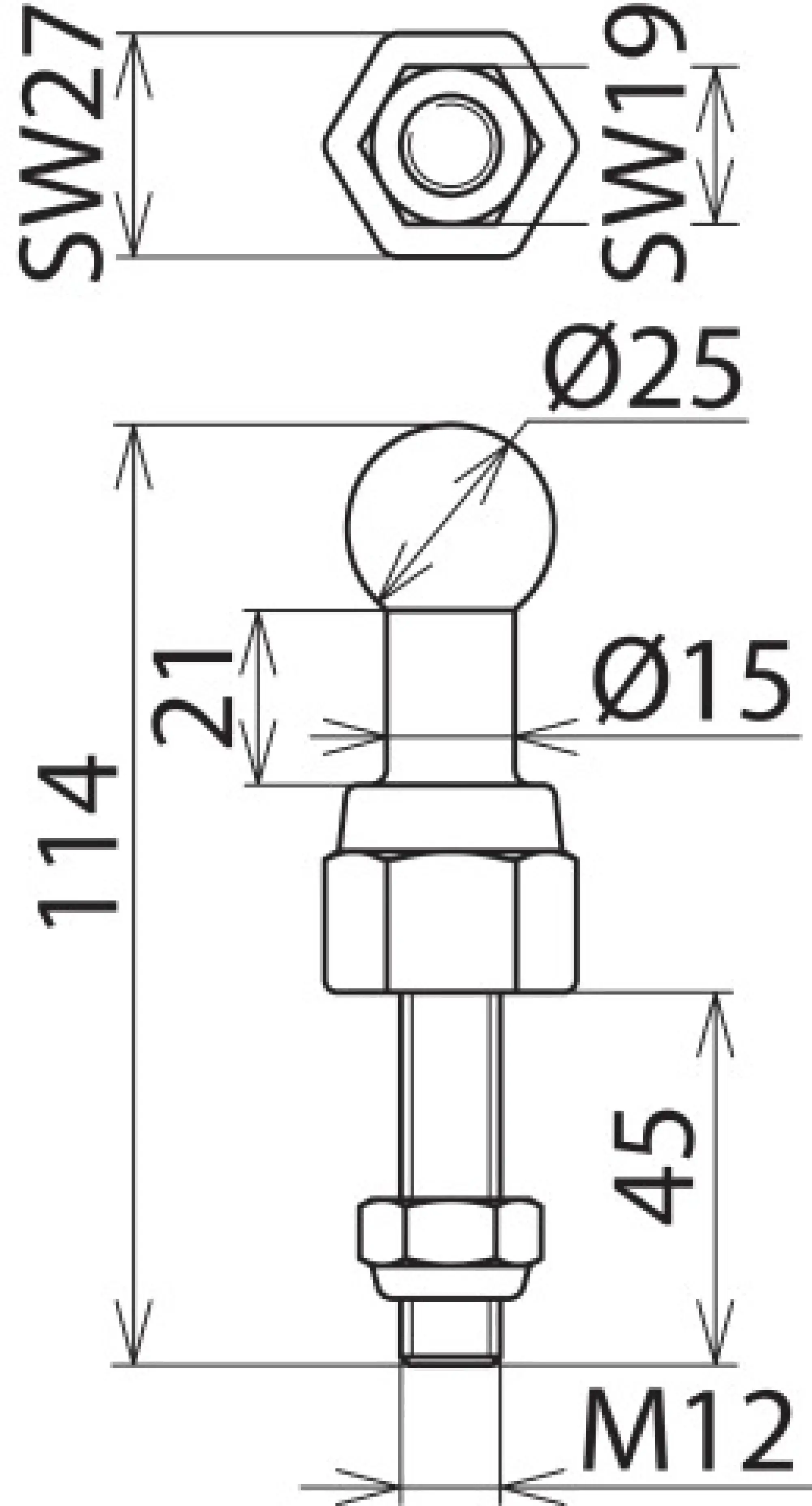 Dehn 755245 Fixed ball point D=25mm, straight with threaded bolt and nut M12x45mm (img_002) Dehn 755245 Fixed ball point D=25mm, straight with threaded bolt and nut M12x45mm (img_002)