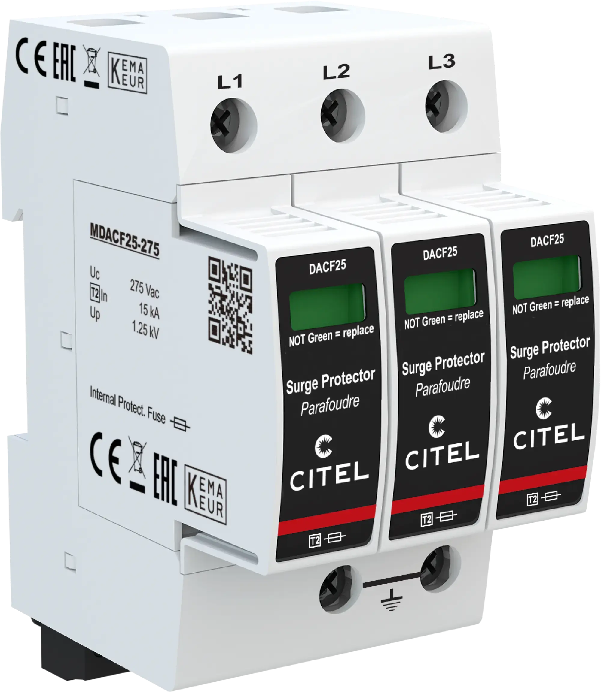 Citel 821410223 Überspannungsschutz 3-polig Typ 2 für 230/400 V Netze, mit integrierter Sicherung (img_001) Citel 821410223 Überspannungsschutz 3-polig Typ 2 für 230/400 V Netze, mit integrierter Sicherung (img_001)