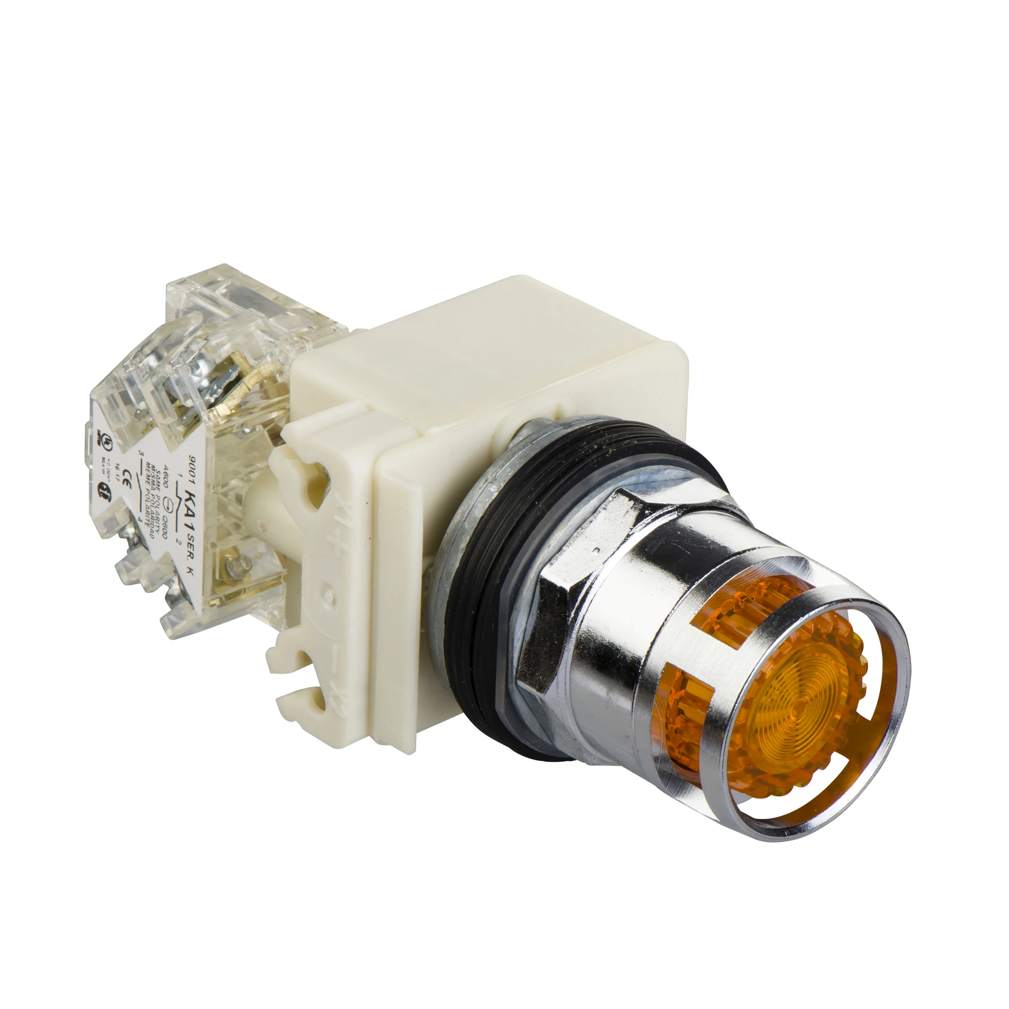 Schneider Electric 9001K3L38LYAH13 Illuminated push-button, yellow, Ø 30, flat, without latching, 120V, 1NC (img_001)