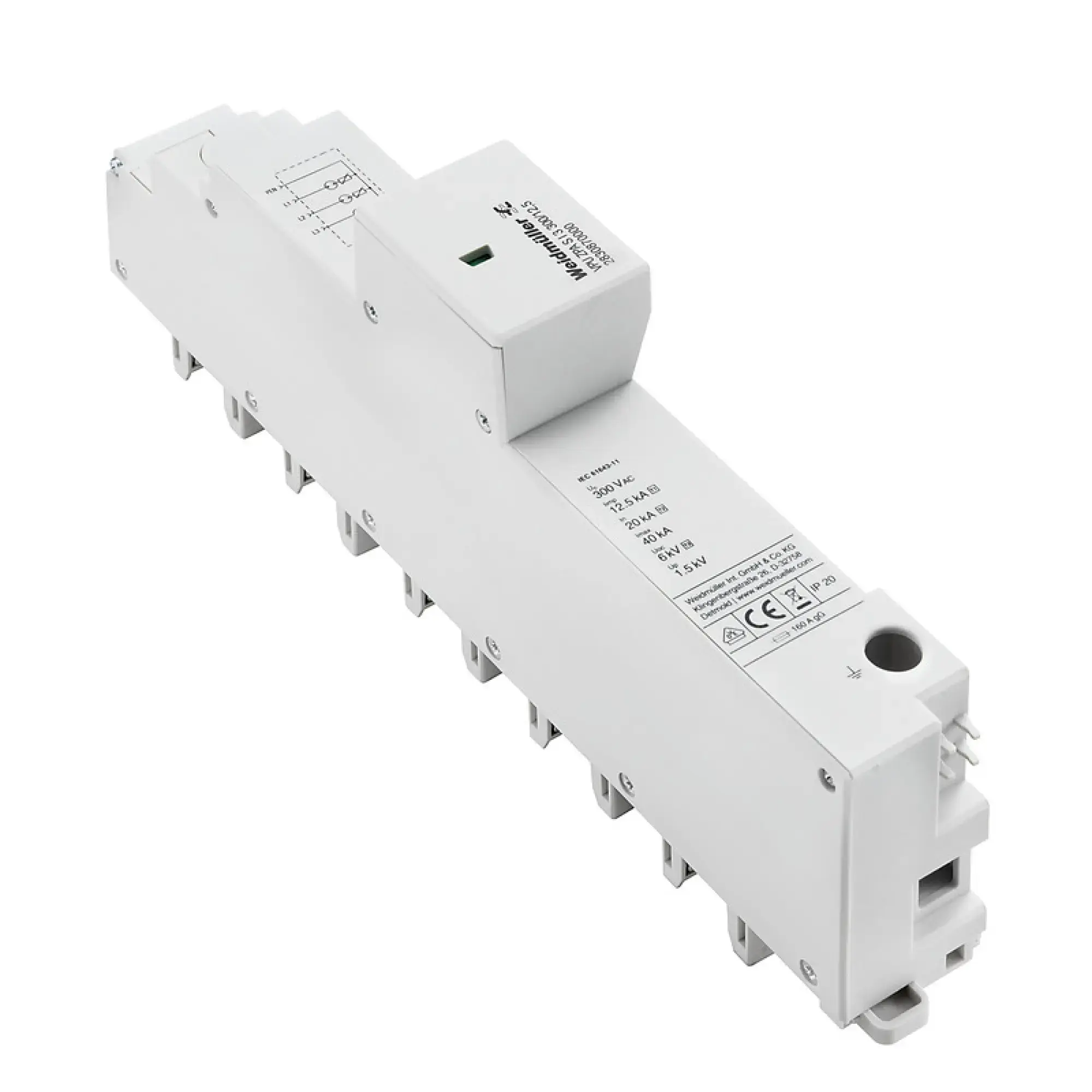 Weidmüller 2830870000 Surge voltage arrester (power supply systems), Leakage-current-free, Type I + II, Type I, Type II, Type III, Low voltage network: TN-C, I, II, III, I (img_001)