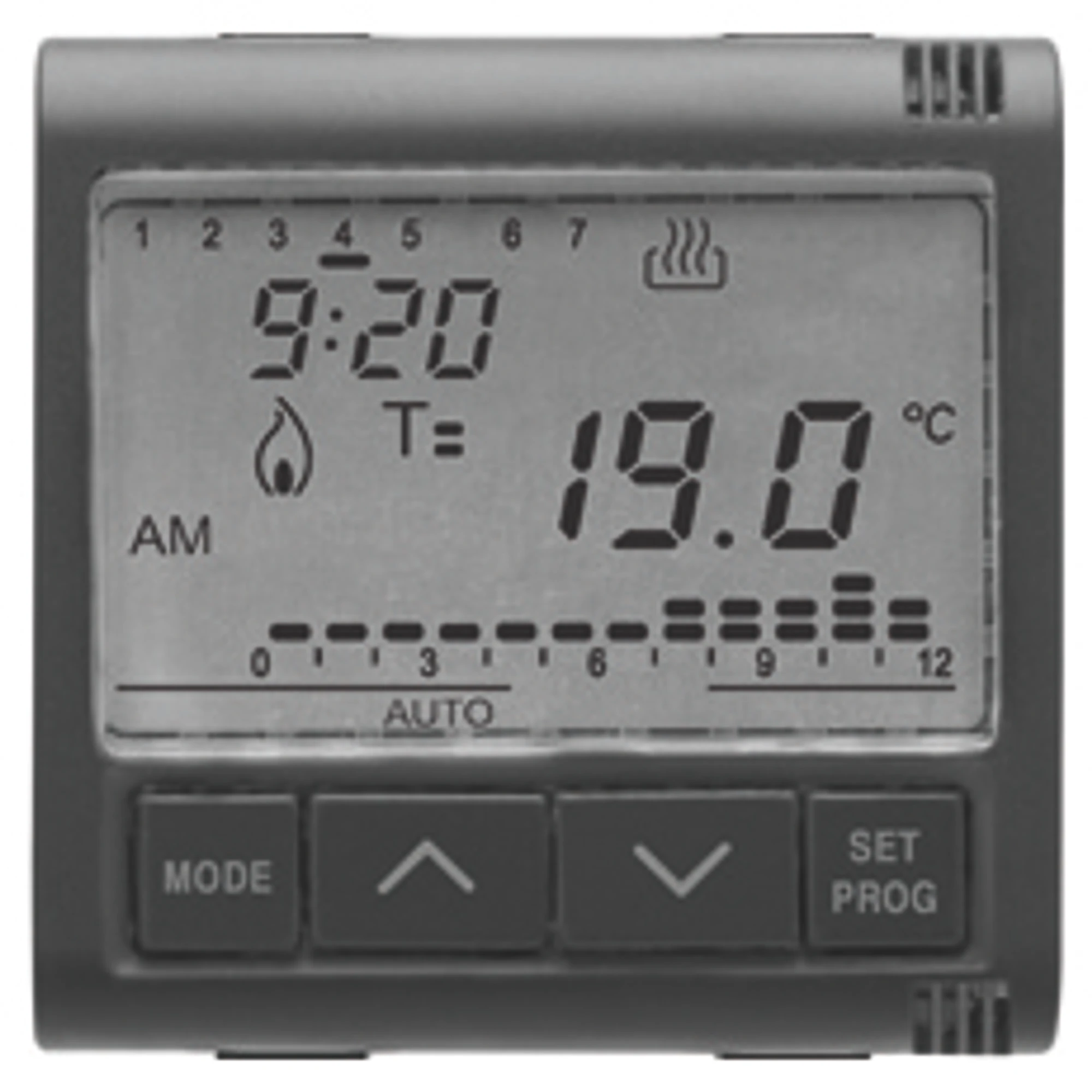 GEWISS GW21827 TIMED THERMOSTAT - DAILY/WEEKLY PROGRAMMING - 230V ac 50/60Hz - 2 MODULES - SYSTEM BLACK (img_001)