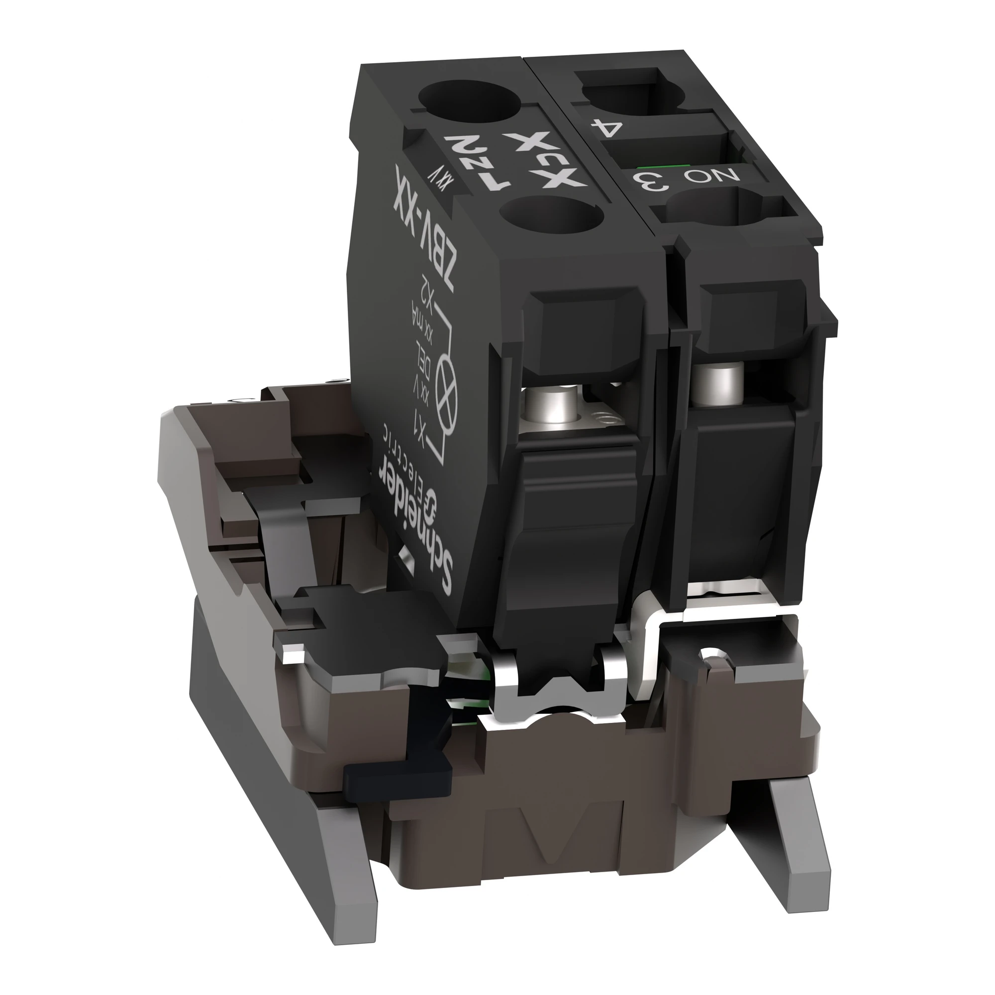 Schneider Electric ZB4BW0B11 Auxiliary contact block with mounting flange, Harmony XB4, metal, white, universal LED, 1NO, 24V ACDC (img_008) Schneider Electric ZB4BW0B11 Auxiliary contact block with mounting flange, Harmony XB4, metal, white, universal LED, 1NO, 24V ACDC (img_008)