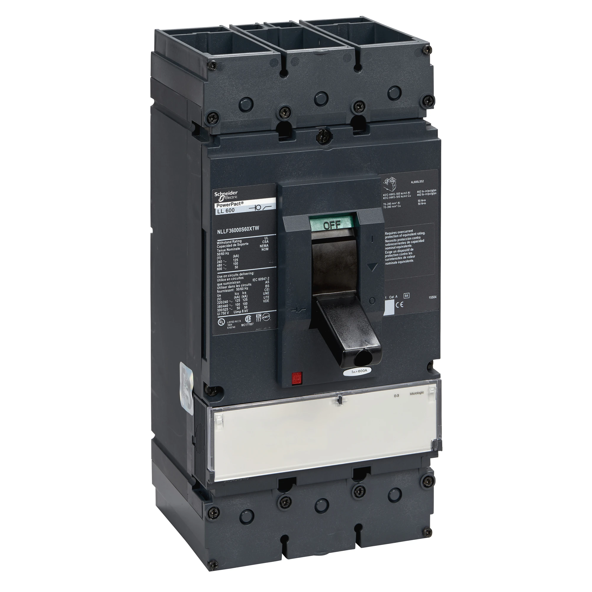 Schneider Electric NLLF36000S60XTW Circuit breaker – PowerPact-Multistandard – L-frame – 600 A – 125 kA (img_001) Schneider Electric NLLF36000S60XTW Circuit breaker – PowerPact-Multistandard – L-frame – 600 A – 125 kA (img_001)