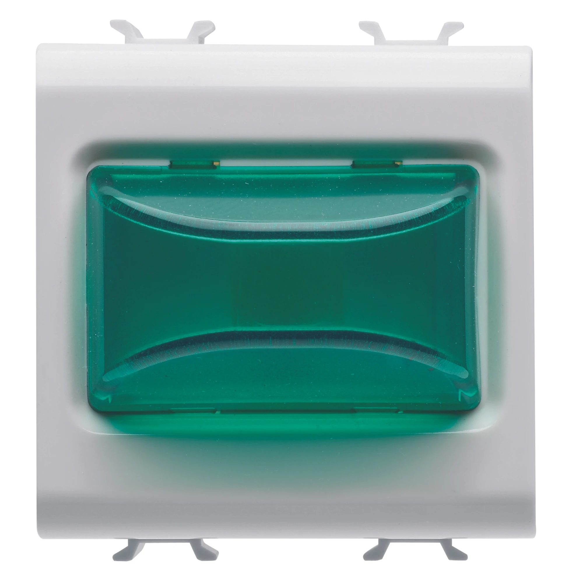 GEWISS GW10632 PROTRUDING INDICATOR LAMP - 12V ac/dc / 230V ac 50/60 Hz - GREEN - 2 MODULES - GLOSSY WHITE - CHORUSMART (img_001)