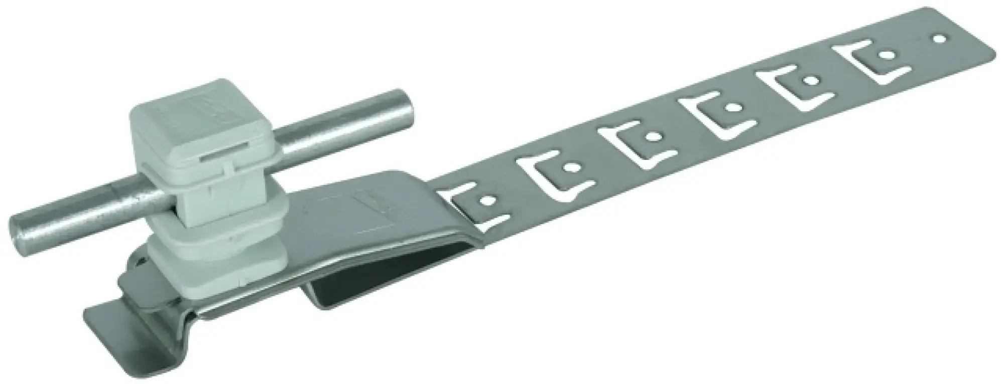 Dehn 204089 Roof cond. holder UNIsnap StSt/plastic H 16mm f. Rd 8mm w. brace L 205mm (img_001)