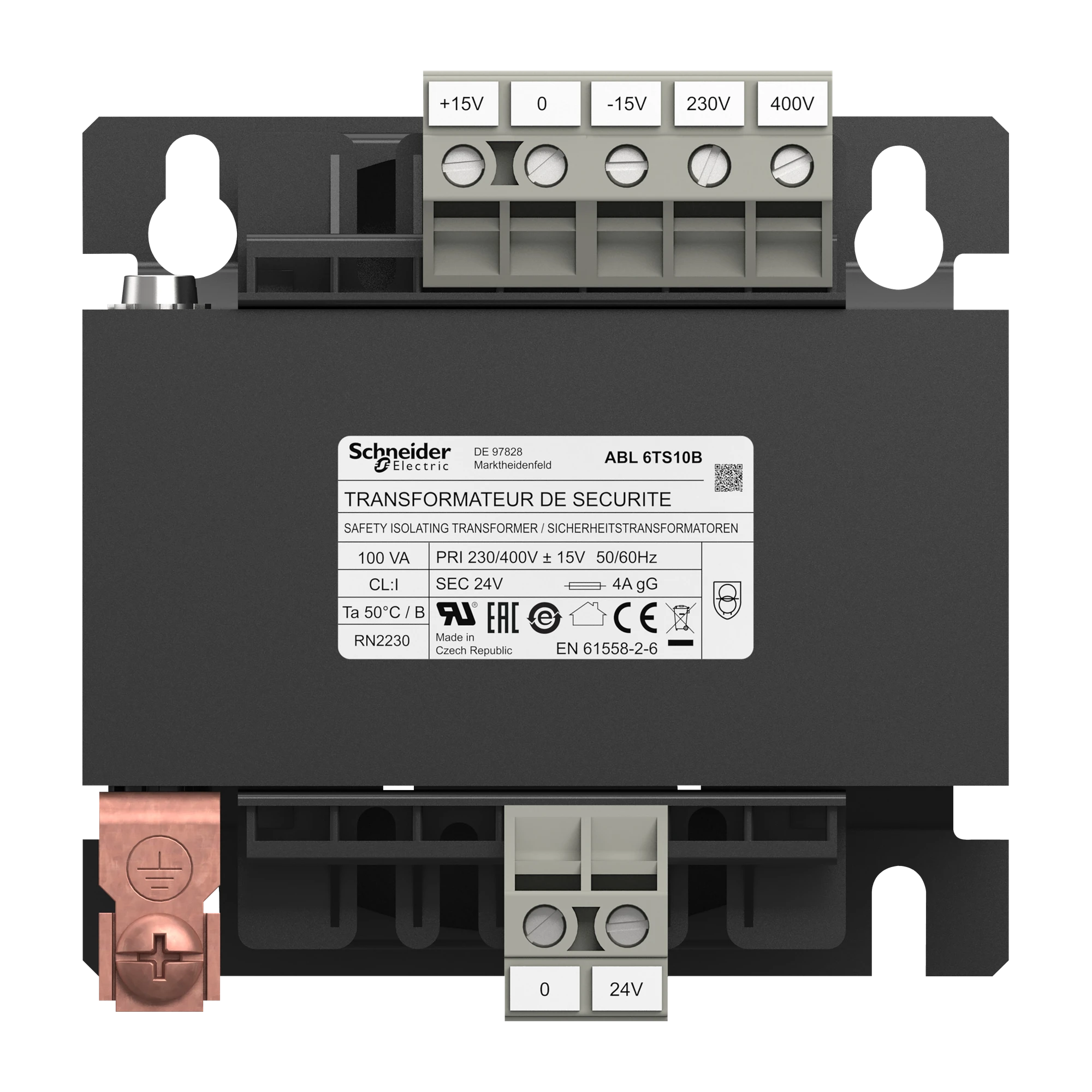 Schneider Electric ABL6TS10B Safety Isolation Transformer, Modicon ABL6, Input 230/400V AC, Output 24V AC, 100VA (img_003)