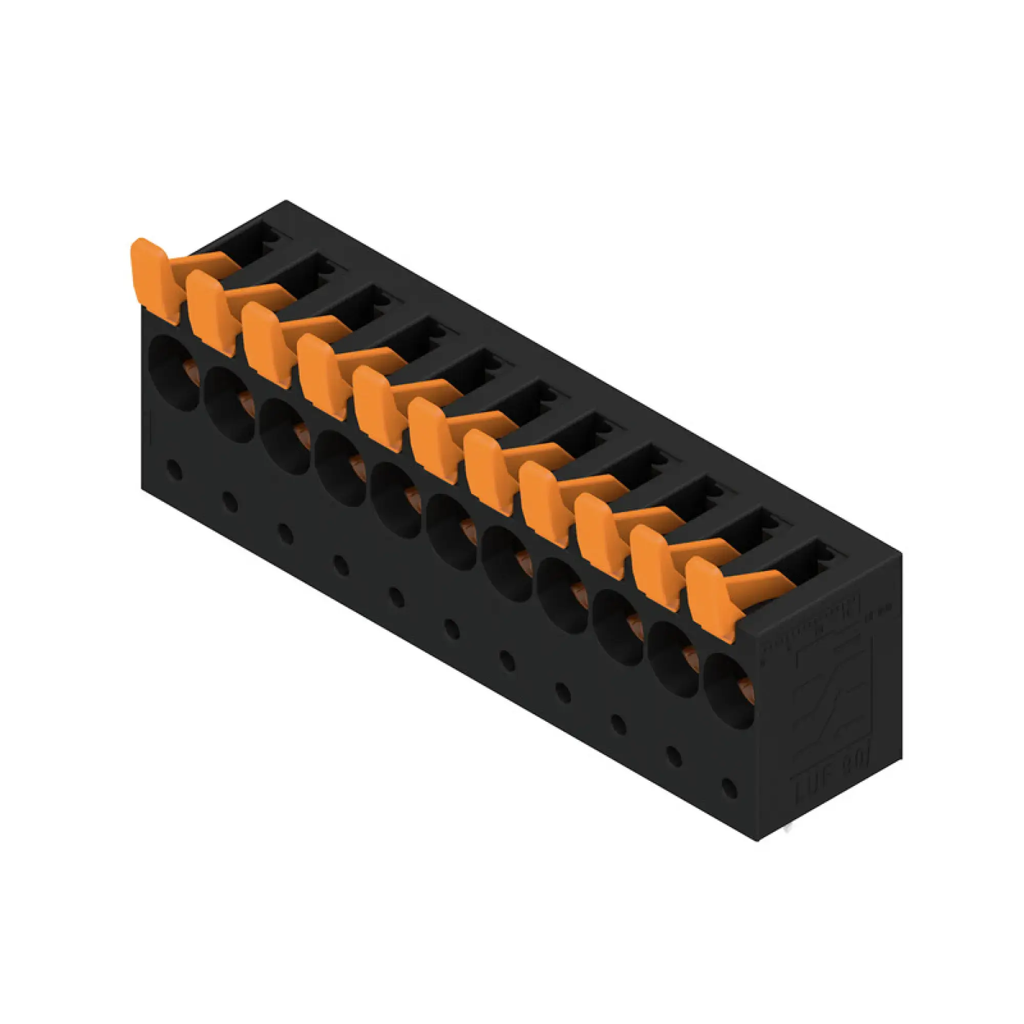 Weidmüller 2453780000 PCB terminal, 690 V, 92 A, Pitch in mm: 10.00, 16 mm², Number of poles: 11, PUSH IN with actuator, THT solder connection, 90°, Box (img_001)