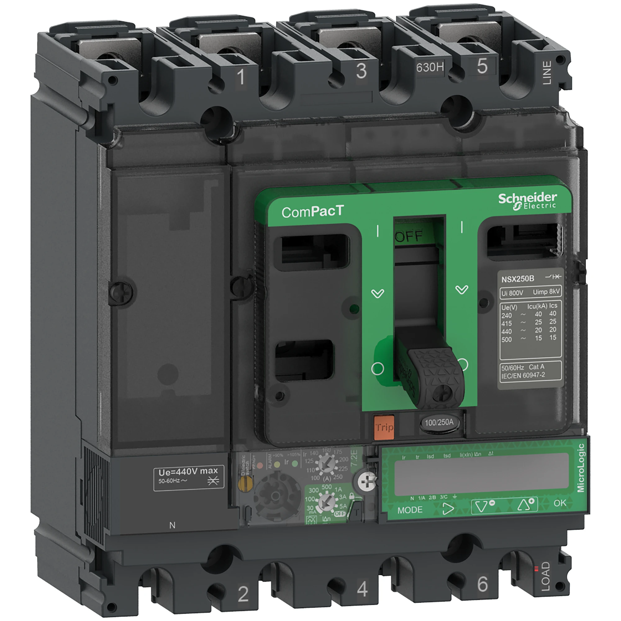 Schneider Electric C10B47E040 Compact Power Circuit Breaker ComPacT NSX100B, 25kA/415 VAC, MicroLogic 7.2 E Vigi 40 A, 4P4D (img_001) Schneider Electric C10B47E040 Compact Power Circuit Breaker ComPacT NSX100B, 25kA/415 VAC, MicroLogic 7.2 E Vigi 40 A, 4P4D (img_001)