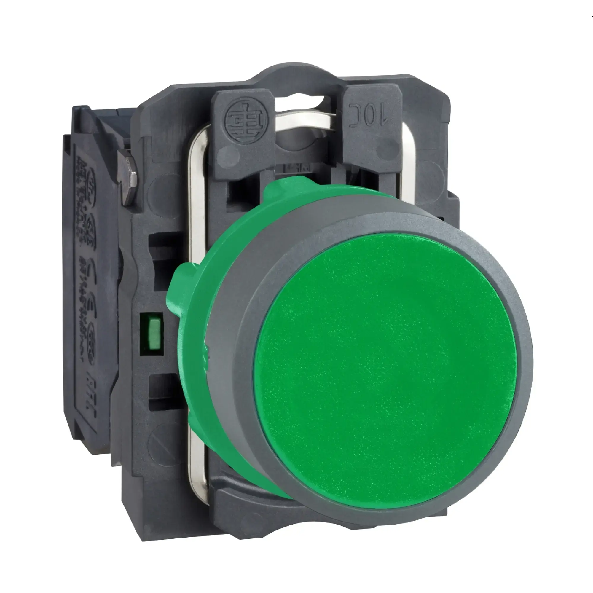 Schneider Electric XB5AA31C0 Pushbutton, Harmony XB5, plastic, light gray, green, unlabelled, 22mm, momentary, 1NO (img_002)
