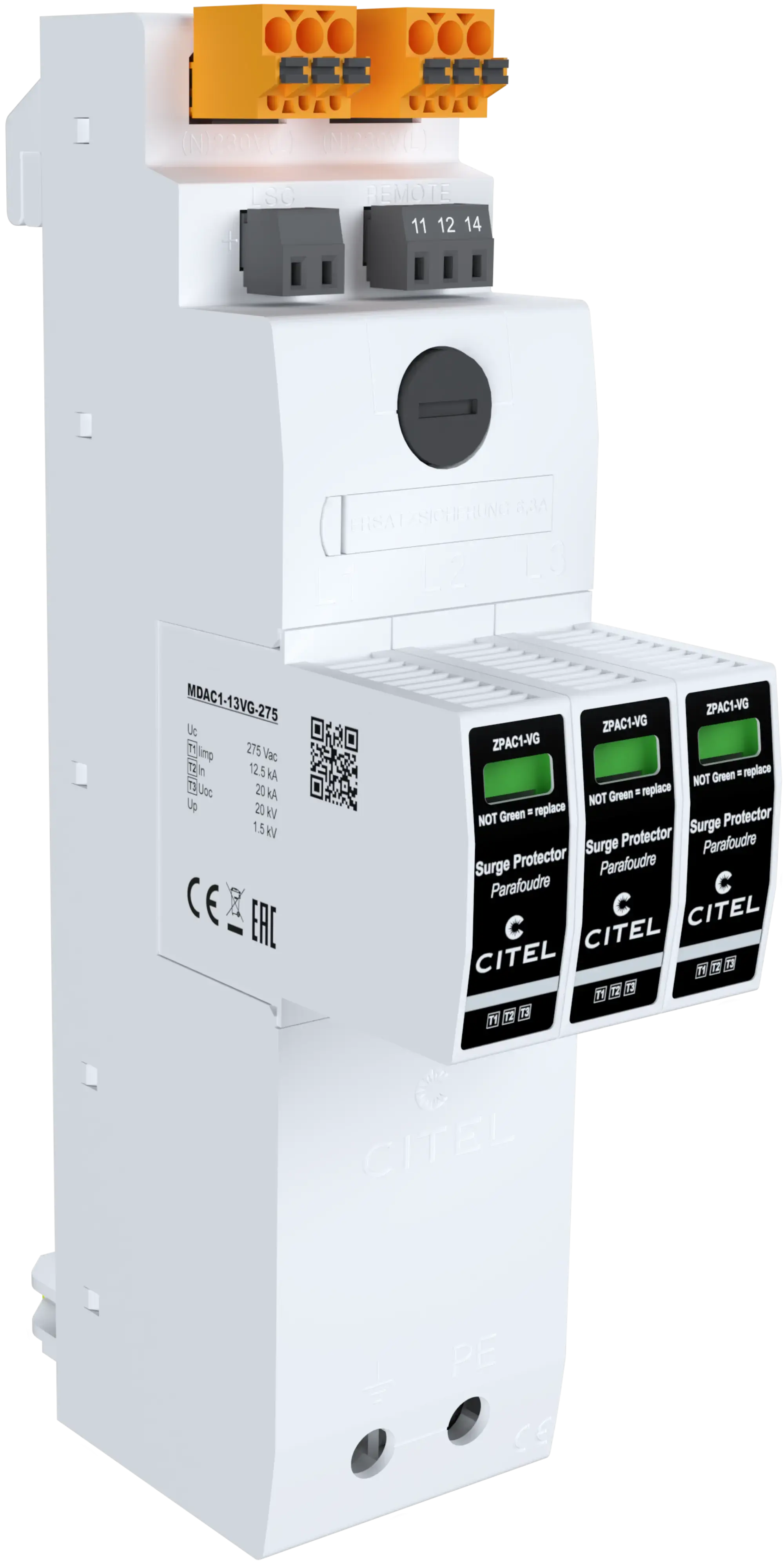 Citel 64093 Kombi-Ableiter 4-polig Typ 1+2+3 für TT/TNS Netze auf 40mm Sammelschiene, Spannungsabgriff (img_001) Citel 64093 Kombi-Ableiter 4-polig Typ 1+2+3 für TT/TNS Netze auf 40mm Sammelschiene, Spannungsabgriff (img_001)