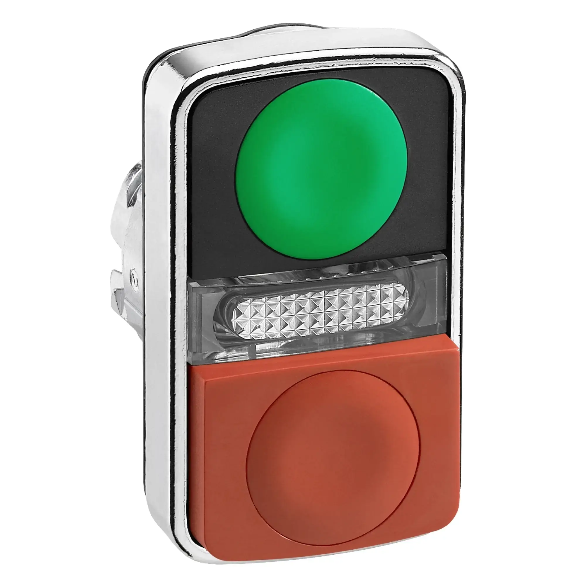 Schneider Electric ZB4BW7L3740 Double Push Button, Front Element, Harmony XB4, Metal, 22mm, Green, Red Projecting, Unlabeled, Illuminated (img_004)